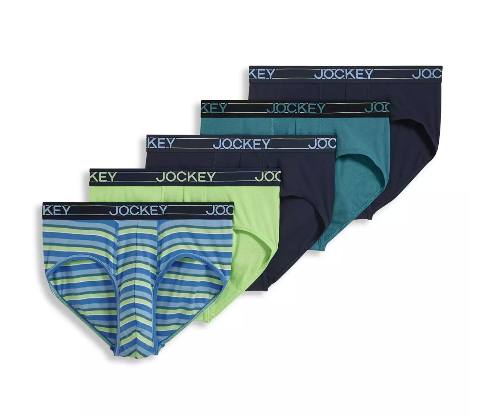 Men’s Jockey 5-Pack Cotton Blend Briefs (Multi Colors- Teal Slate) Underwear