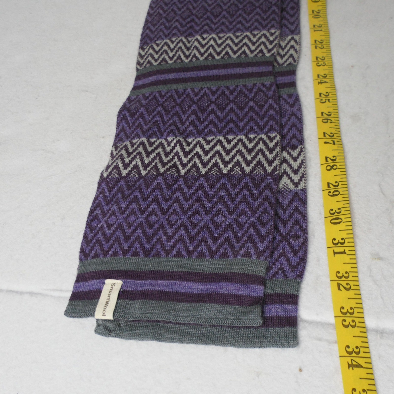 Smartwool Scarf 68″ Purple Gray Chevron Merino Knit Gorpcore Winter Outdoor Cozy