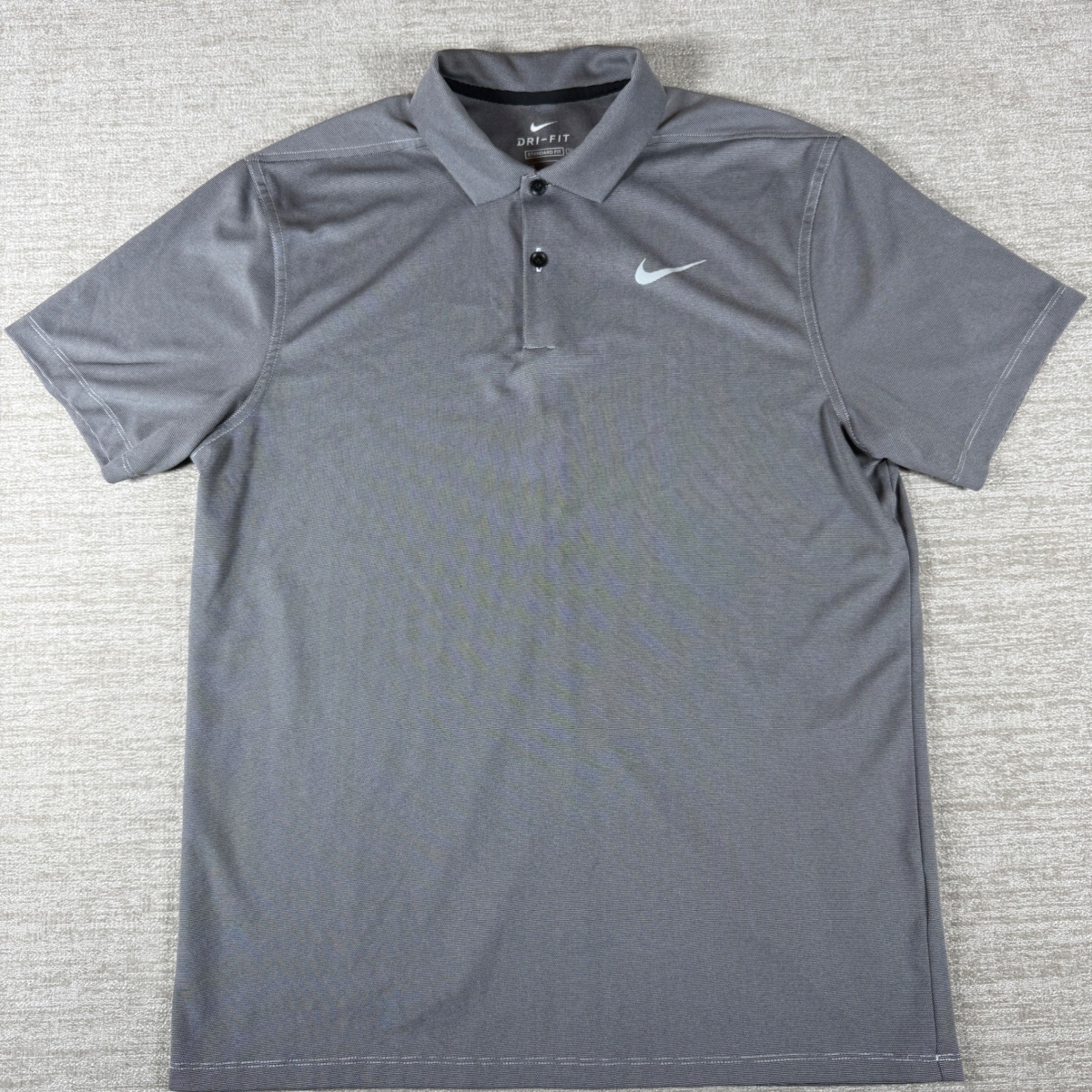 Nike Polo Mens Med Gray Dri-FIT Standard Fit Short Sleeve AQ8601-010
