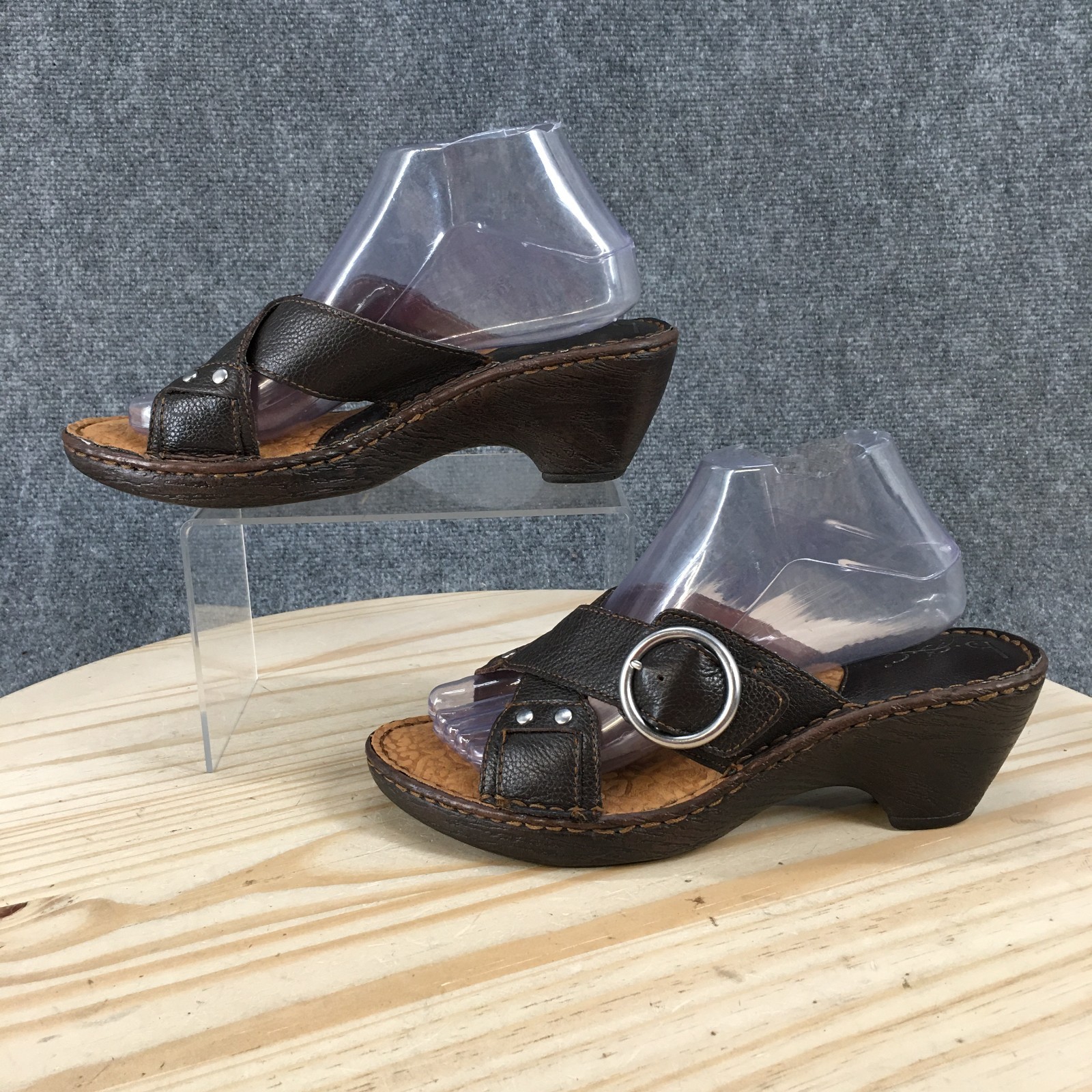 BOC Born Concepts Sandals Womens 9 M Slide Brown Slip On Wedge Heels BC6670