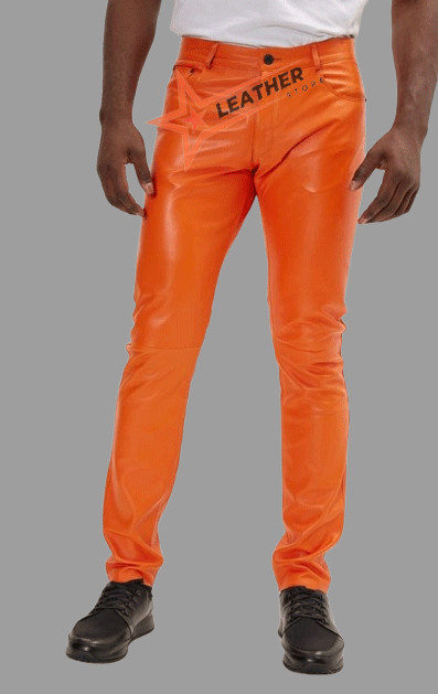 Men’s100% Genuine Leather Jeans – Stylish & Durable-Simple Leather Pant