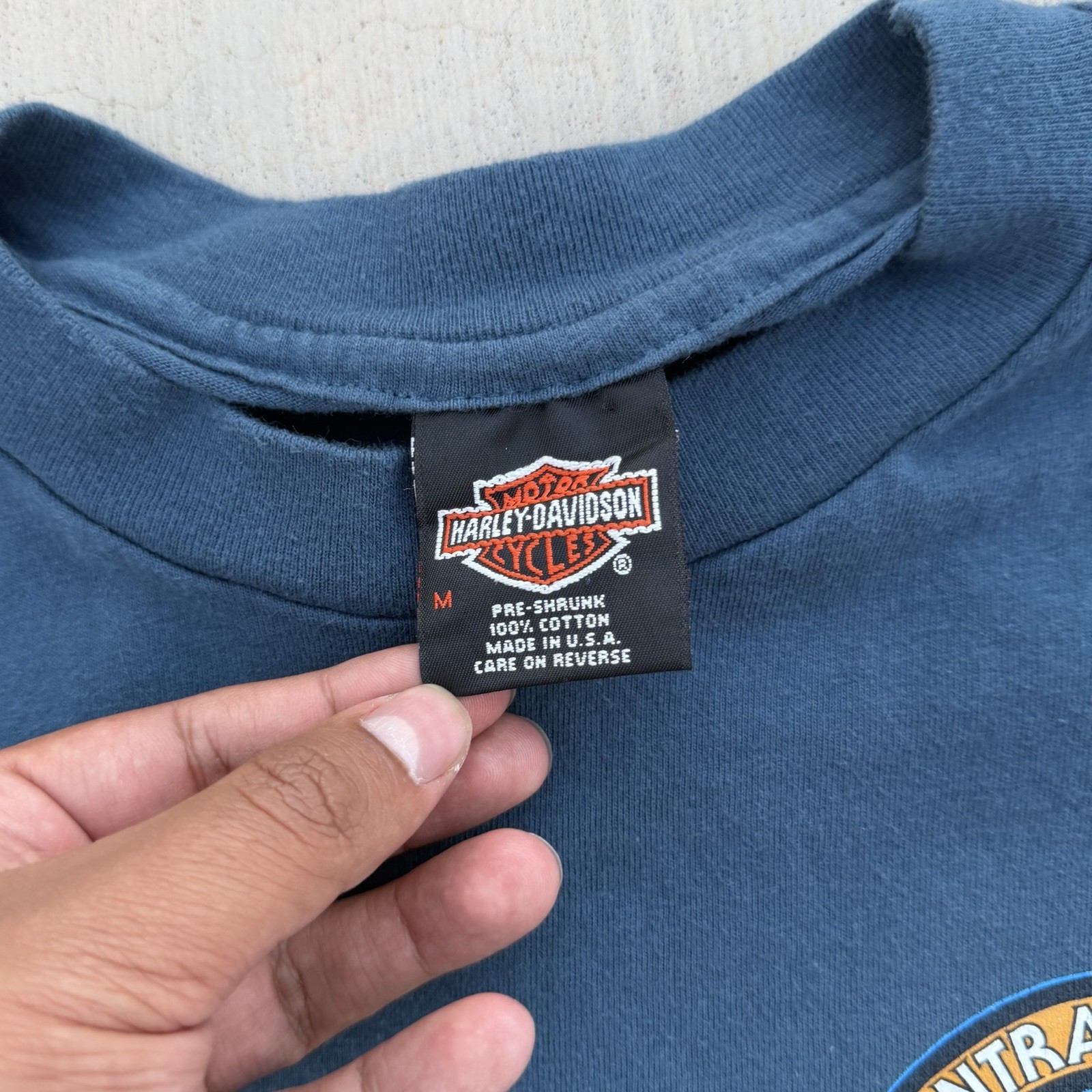 Vintage 1995 Harley Davidson Owners Group Rapid City T-Shirt Blue Size Medium