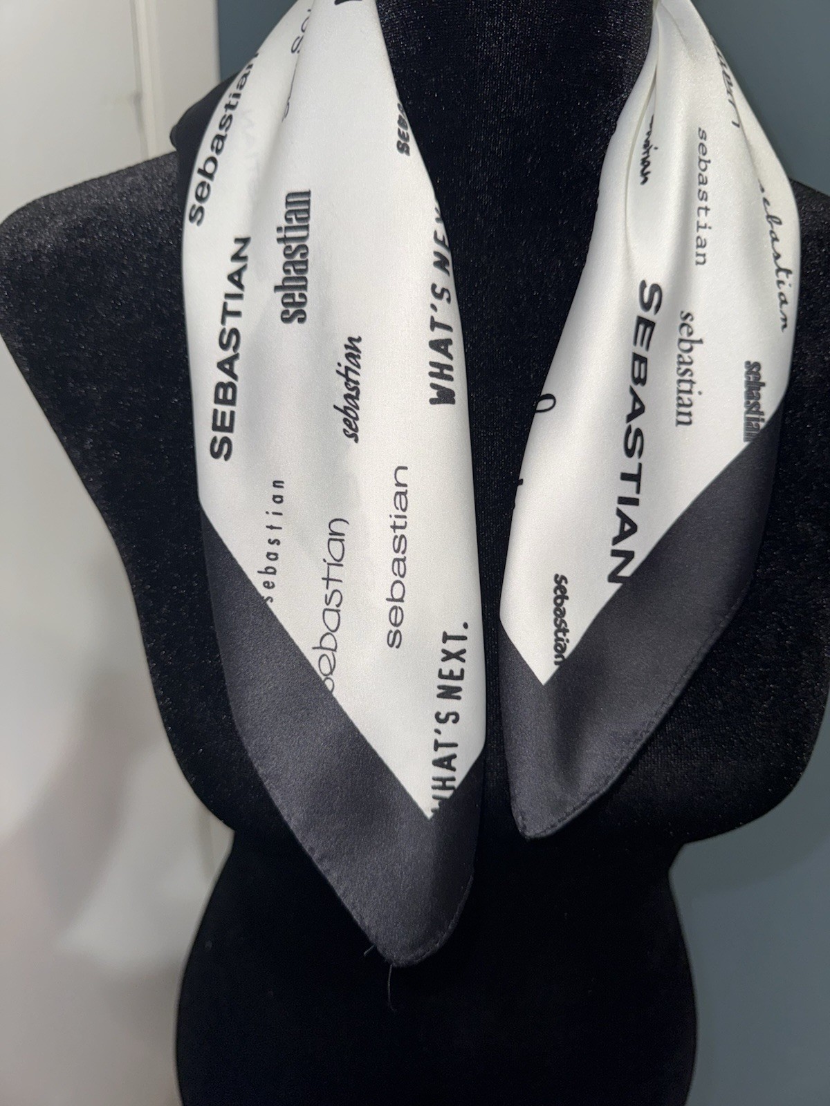 RARE Sebastian Professional Hair Care Promotional Scarf Black & White Logo