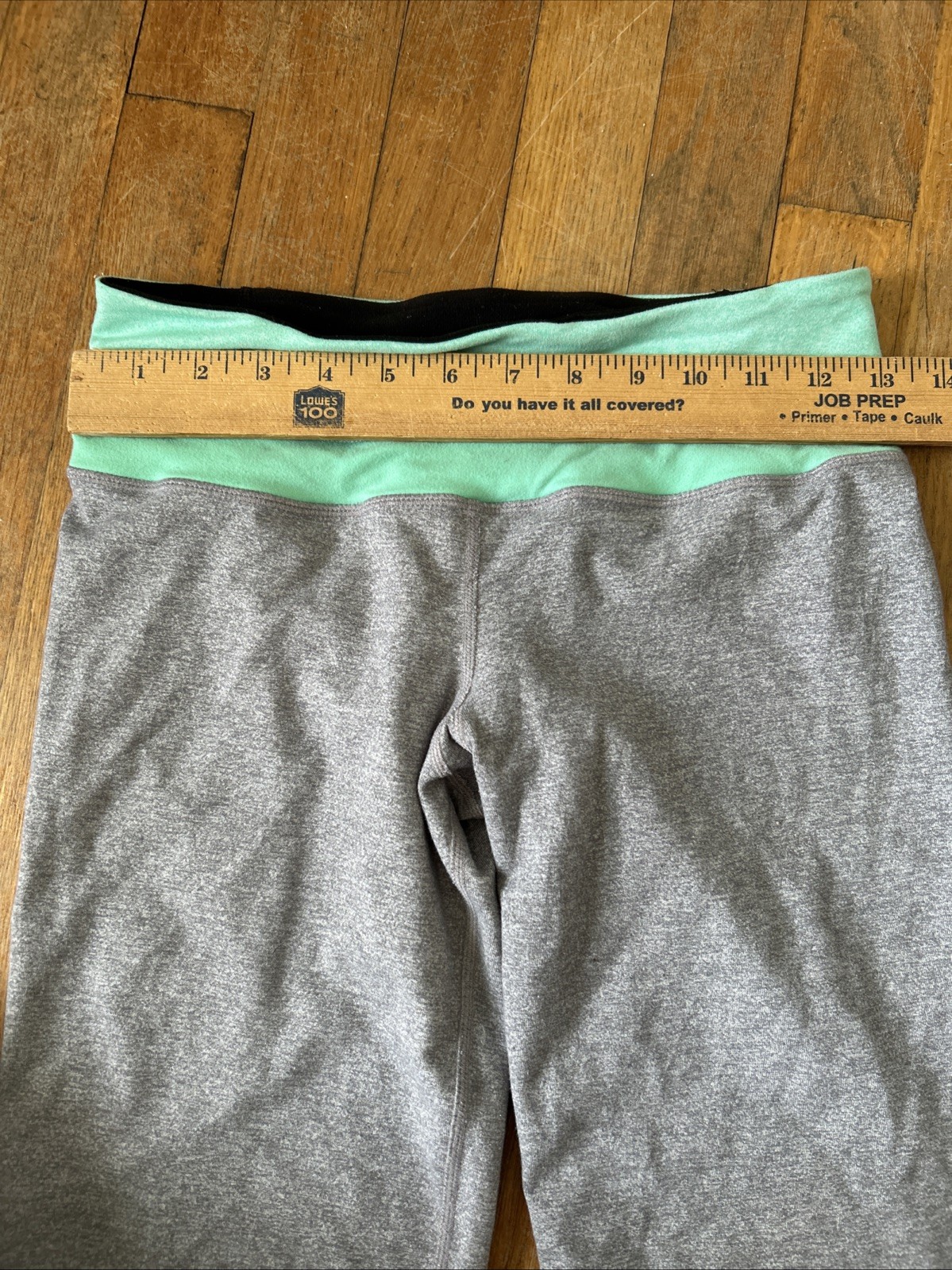 Lululemon Gray Mint Green Wide Leg Crop Yoga Pants Mid Rise Size 4-6 Approx