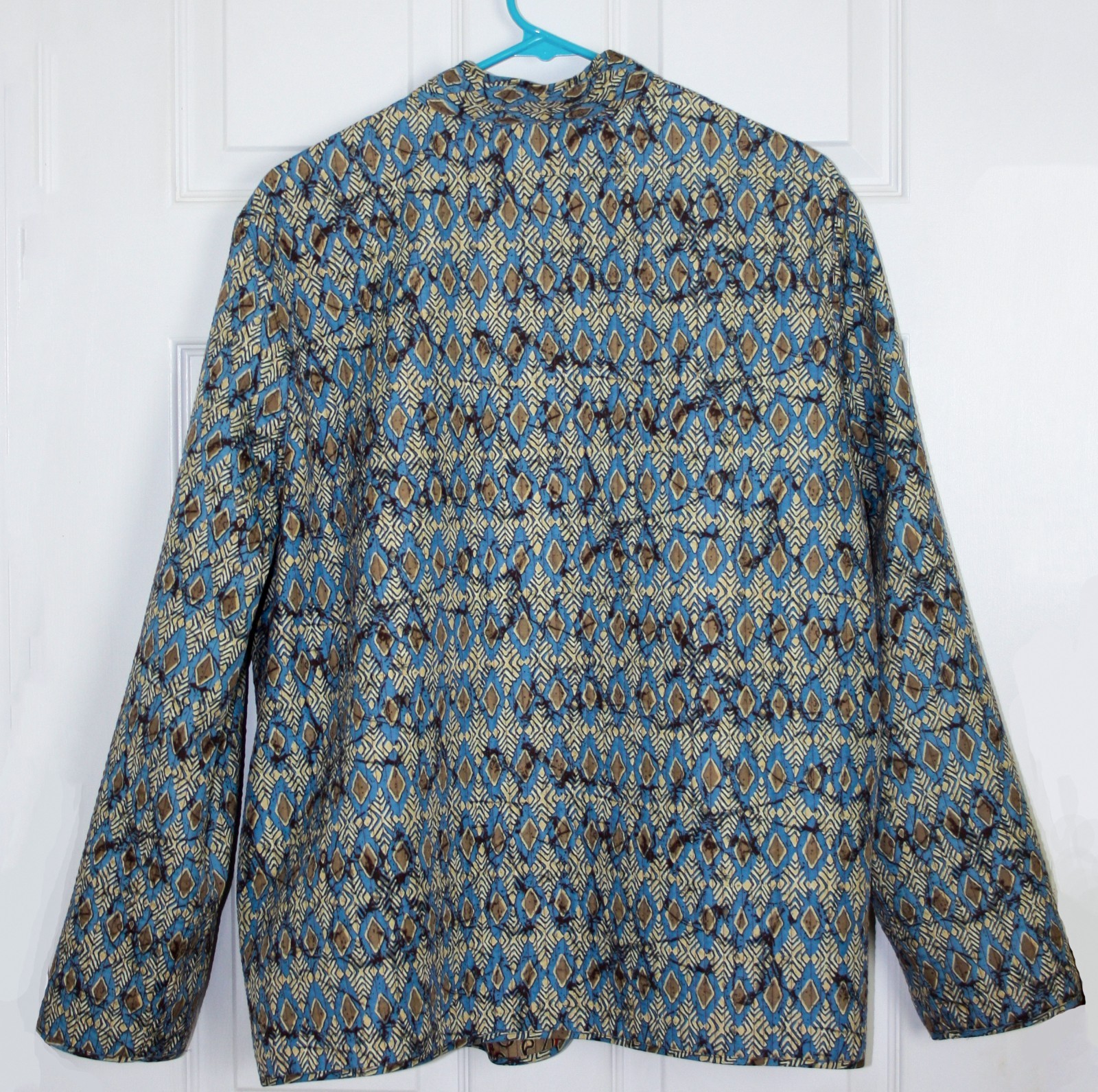 Reversible Quilted Patchwork Jacket Womens Boho Artisan Floral Geometric Opn Frt