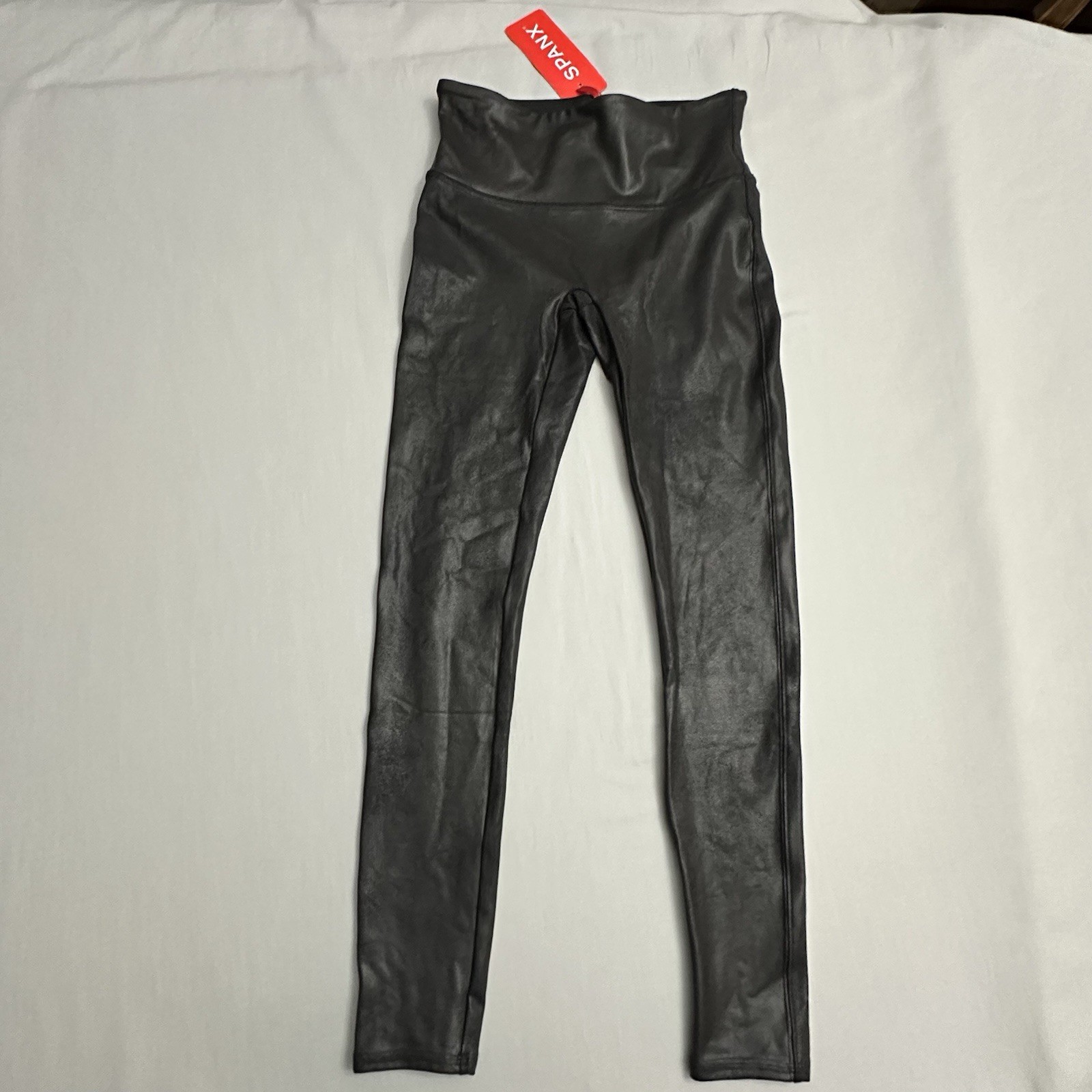 Spanx Faux Leather Legging Women Medium M Black Stretch Pull On Nylon Ladies New
