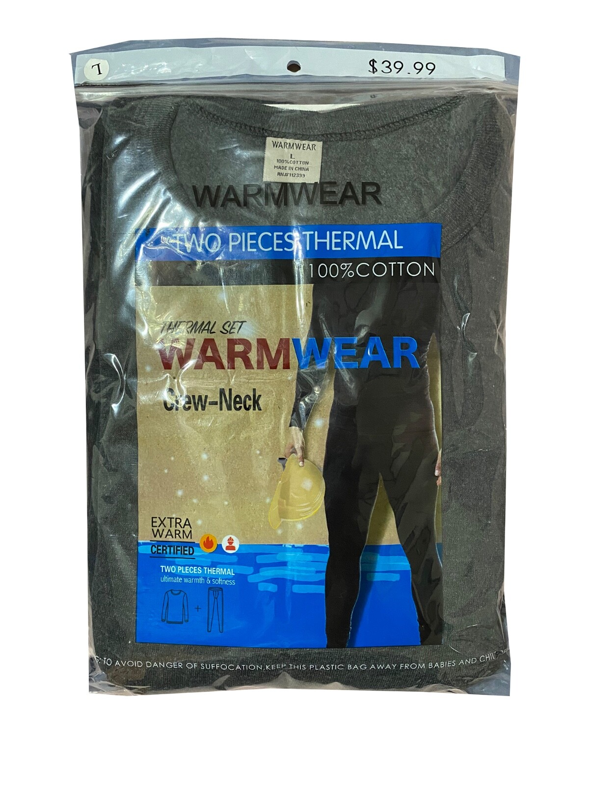 New Mens 2PC Soft 100% Cotton Thermal Underwear Long Johns Set Top, Bottom M-2XL