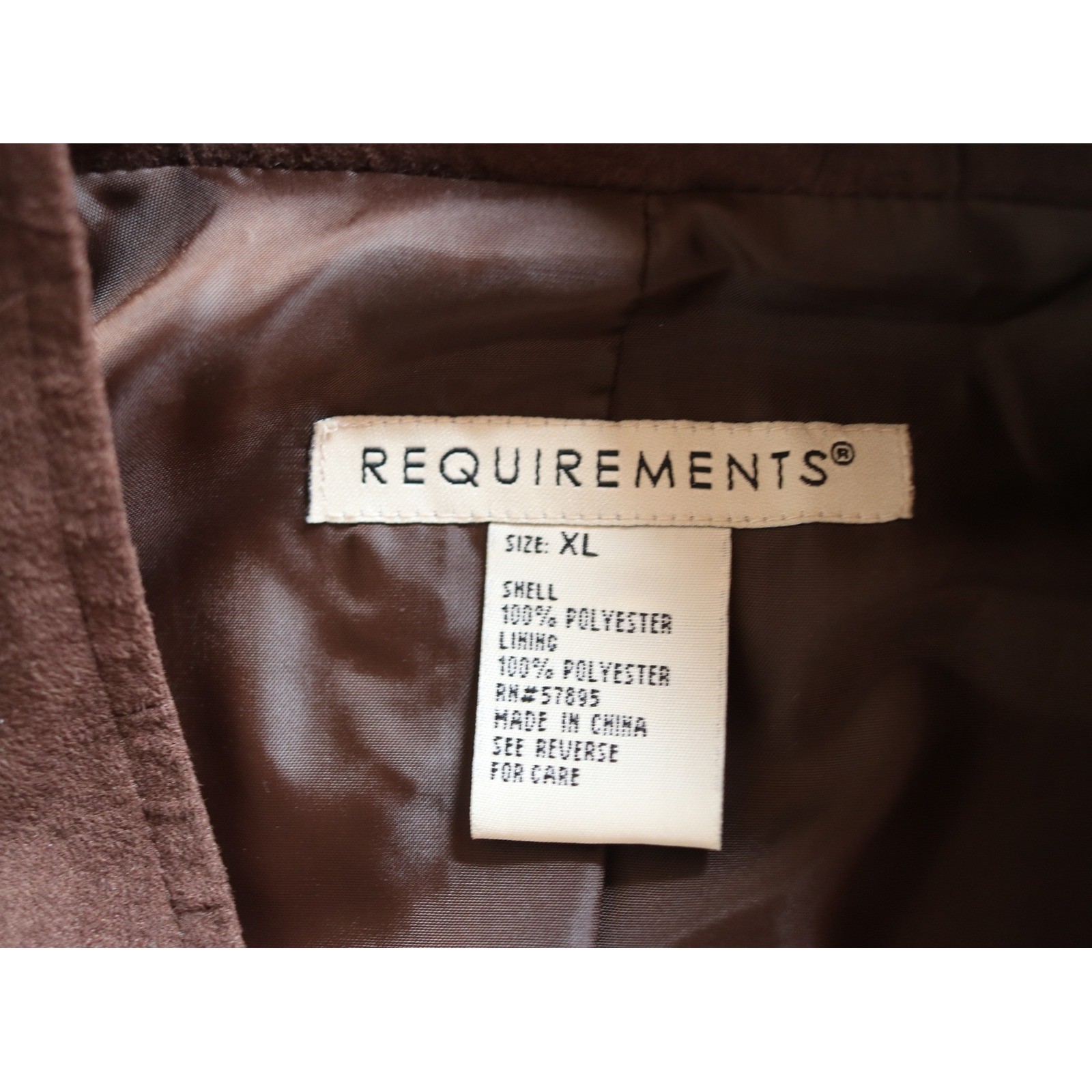 Requirements Womens Brown Faux Suede Ruffle Zip Front Jacket XL NWT