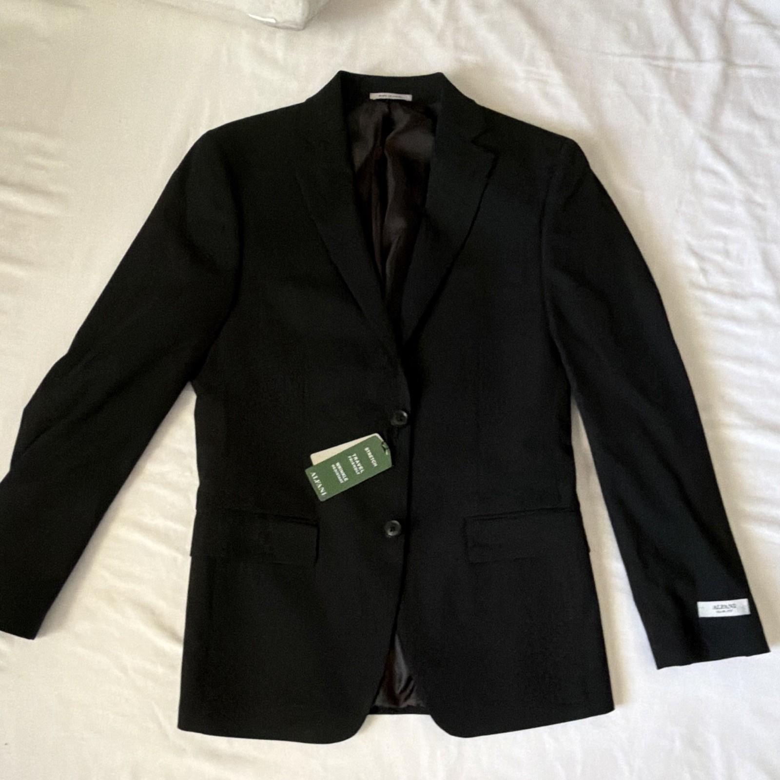 Alfani Men’s Black Slim 2-Piece Suit Stretch Wrinkle Resist 36R 30W 32L