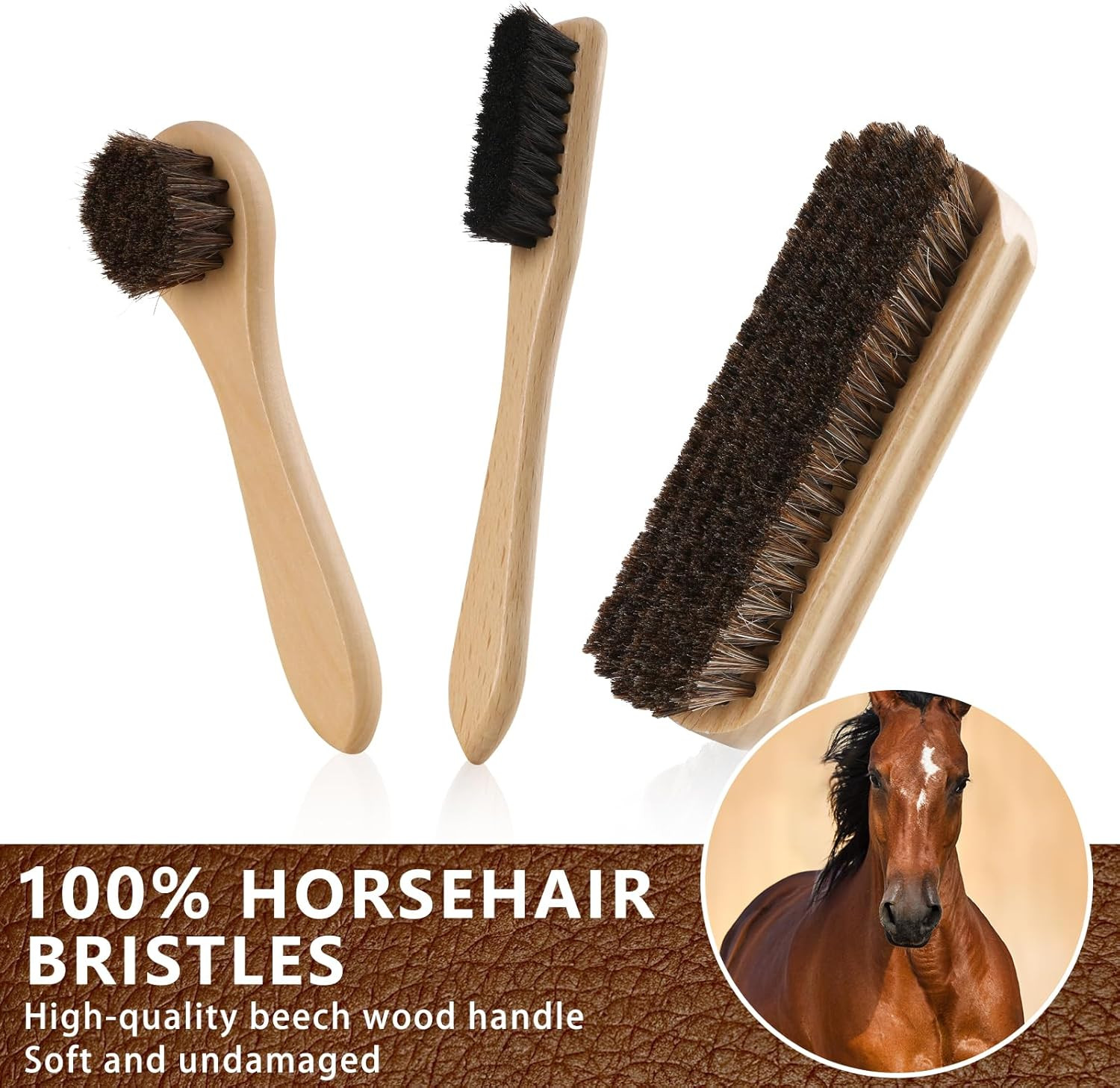 11 PCS Leather Care Kit – Horsehair Brushes,Saddle Soap,Waterproofing Wax,Mink O