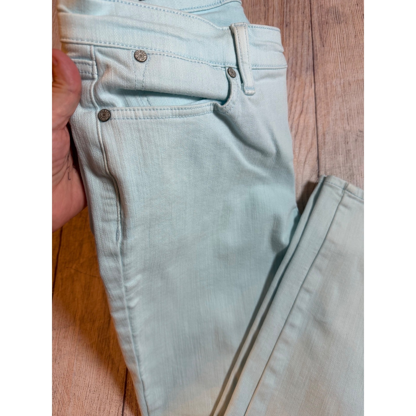 Talbots Womens Mint Turquoise Light Blue Slim Ankle Denim Jeans Pastel Size 6