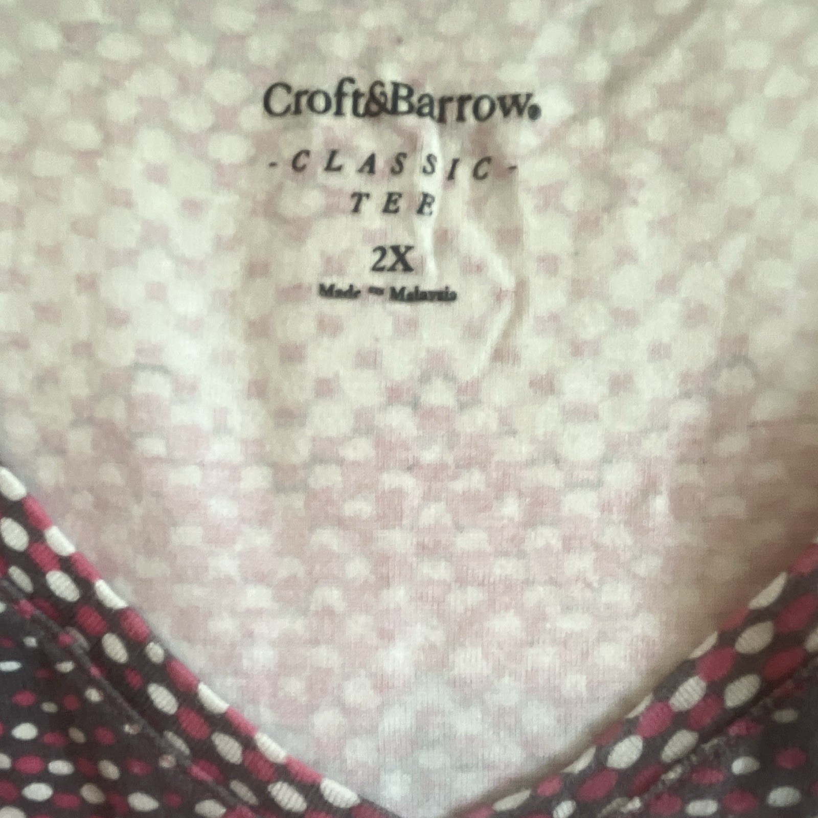 Croft & Barrow Plus Size 2X Red/White/Black V-Neck Tee