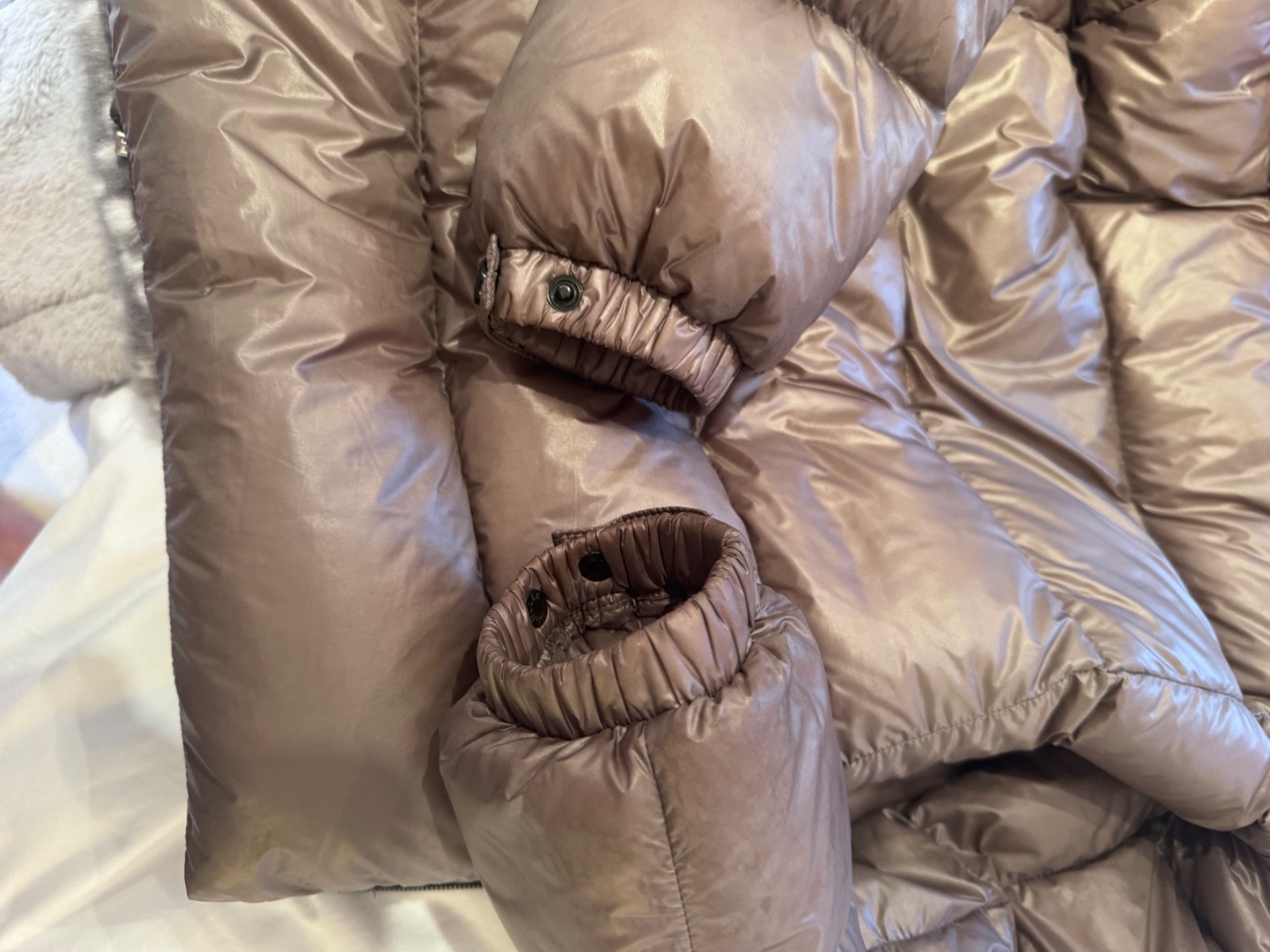 moncler beige/brown womens puffer jacket