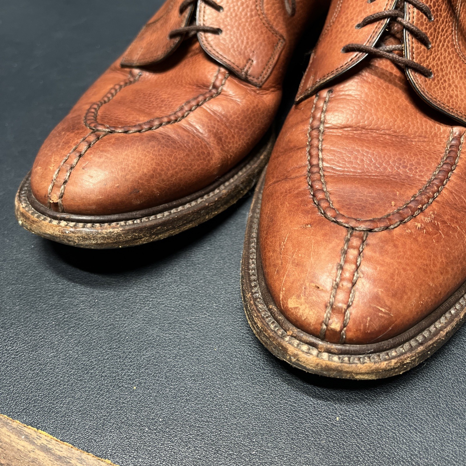 BOSTONIAN CROWN WINDSOR Split Toe Pebble Grain Brown Size 10.5 D, Made in Italy!