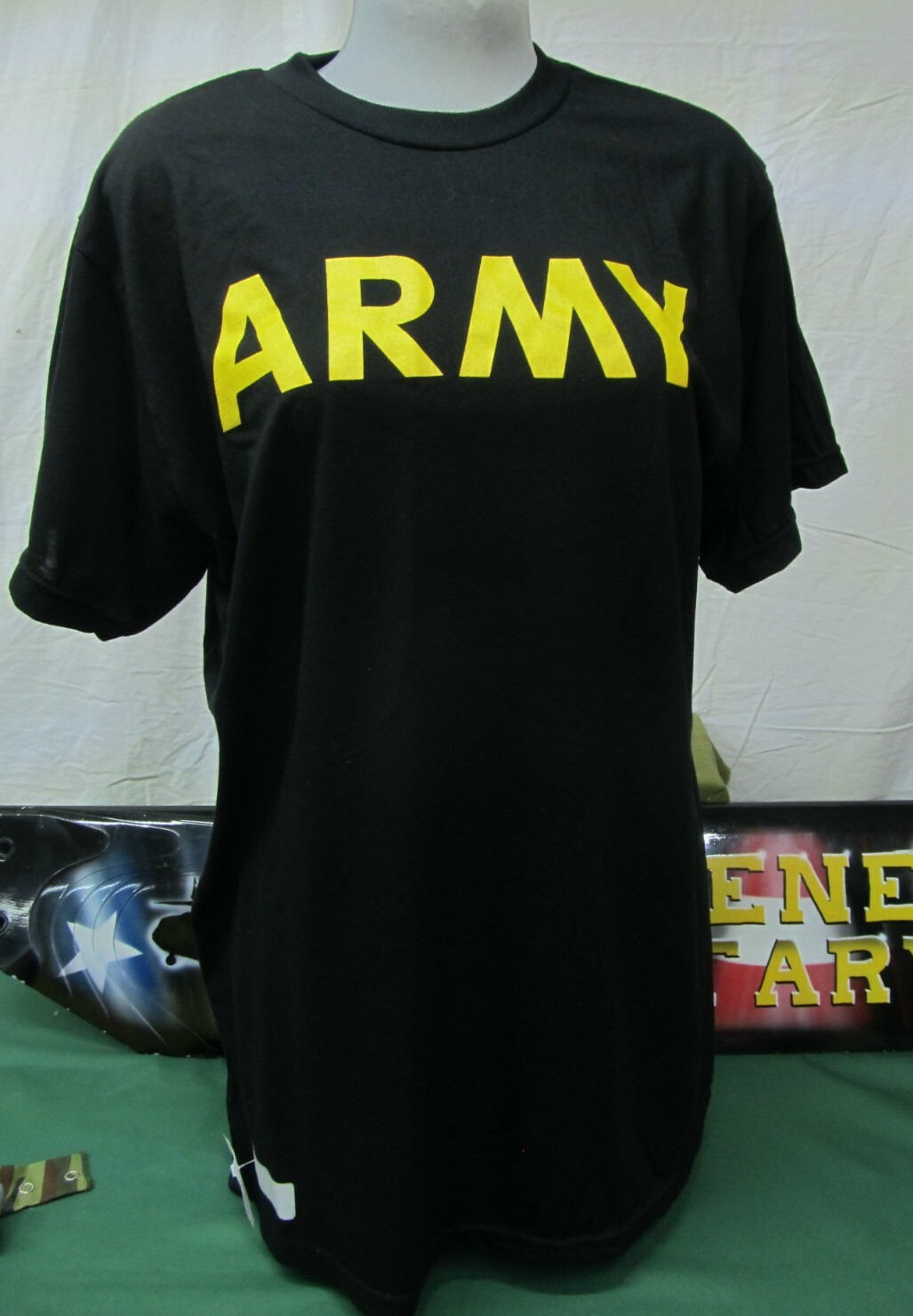 U.S. ARMY PT SHIRT SHORT SLEEVE LONG SLEEVE T-SHIRT APFU BLACK GOLD SM MED LG