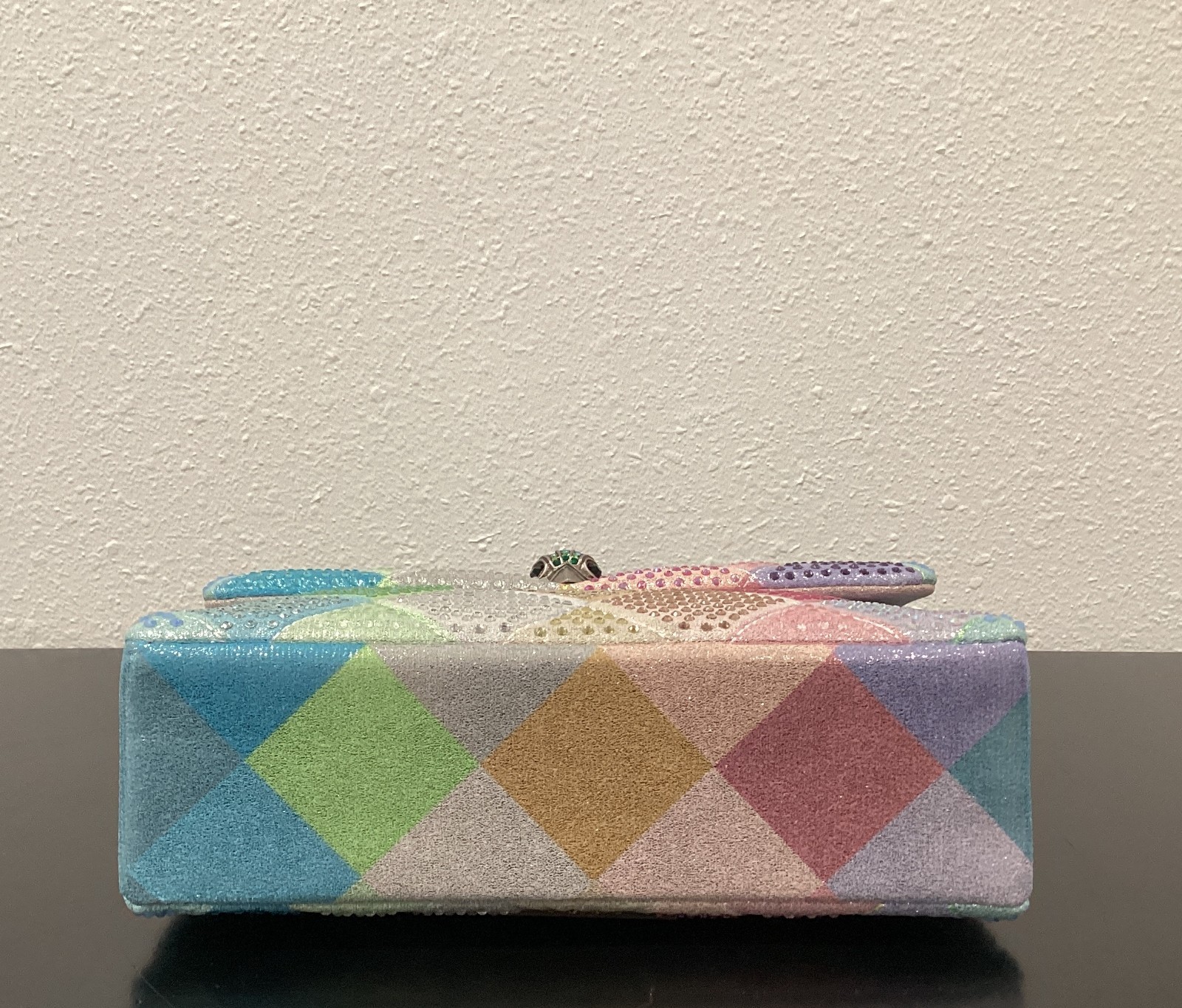 Kurt Geiger Medium 8.5″ x 6″ x 2.75″ Rainbow Iridescent Pink Blue Peach Crystal