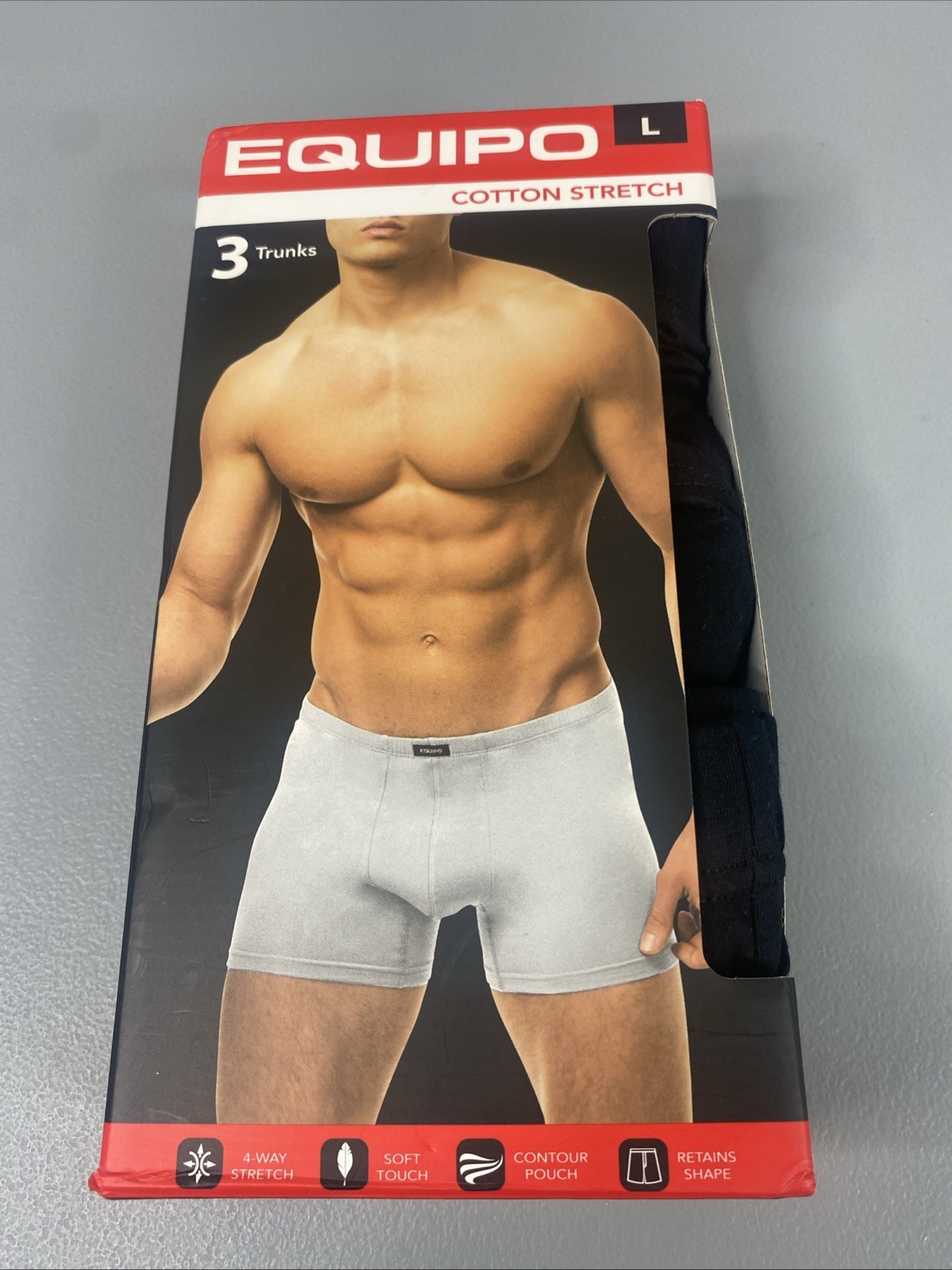 EQUIPO 3PK Trunks Large Cotton 4-Way Stretch Underwear Black 36-38 New Casual