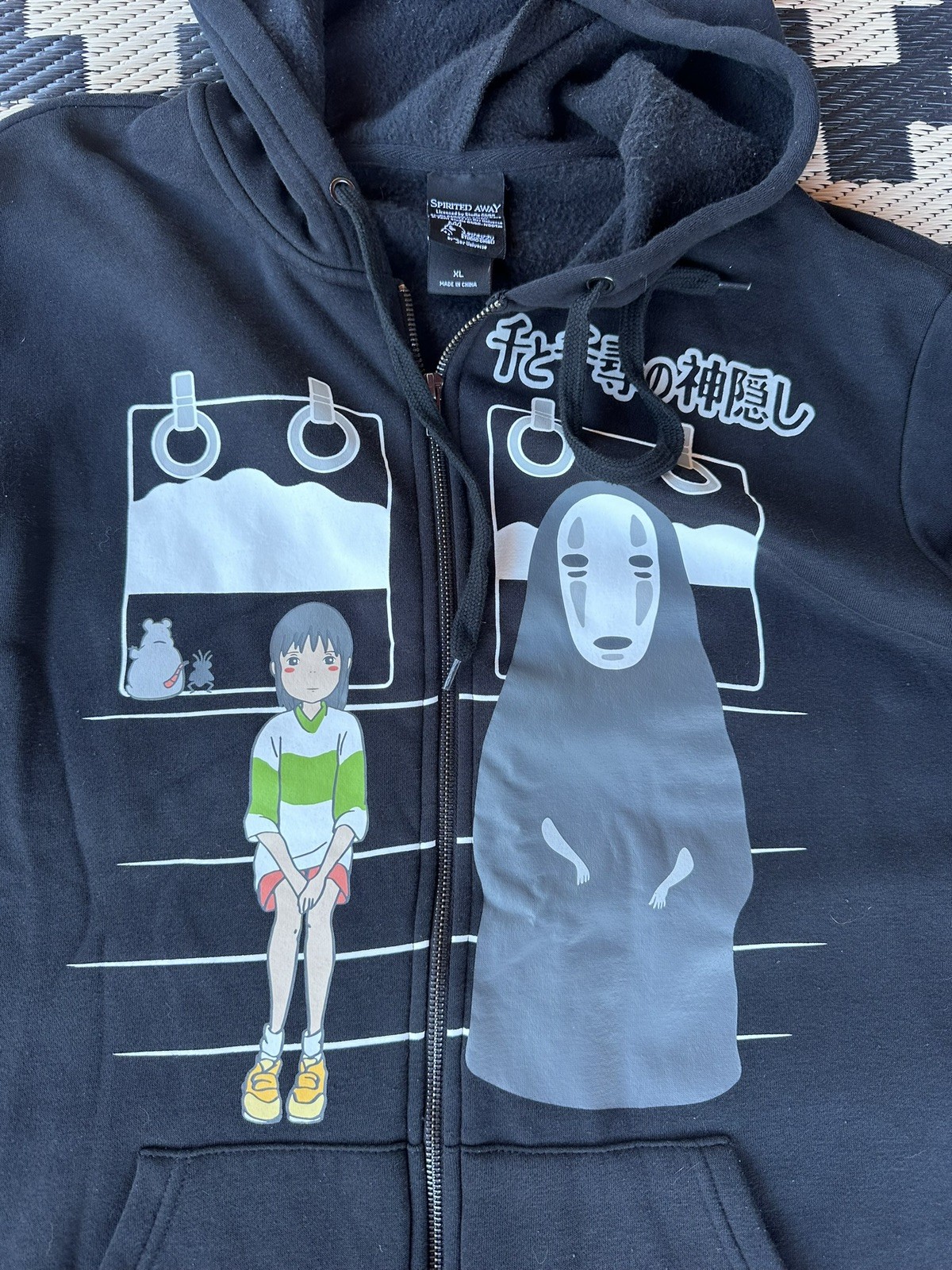 Our Universe Studio Ghibli Spirited Away Train Ticket Full Zip Hoodie Mens XL