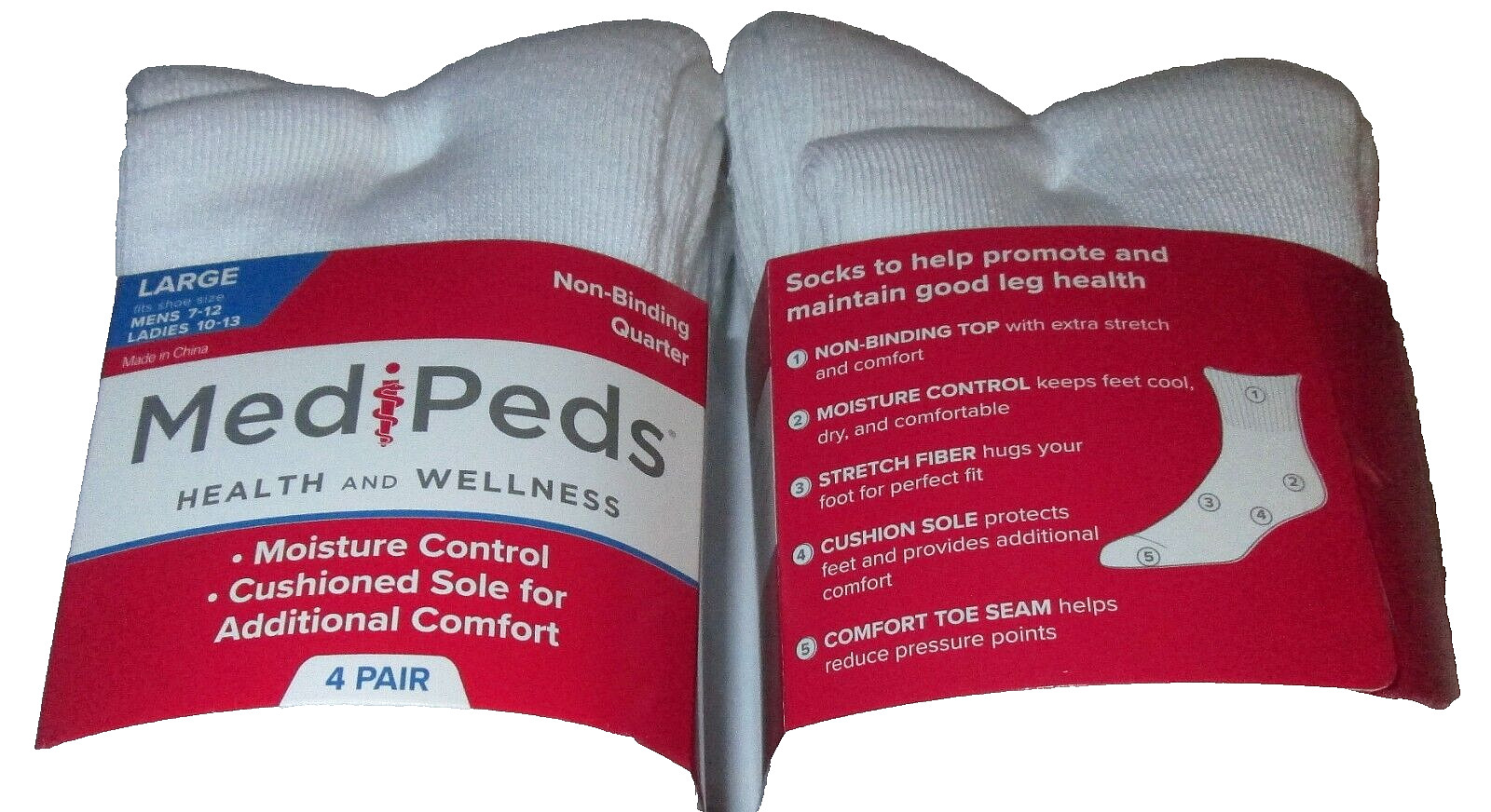 8 Pairs Mens Medipeds Cushioned & Vented Non Binding Diabetic Ankle Socks