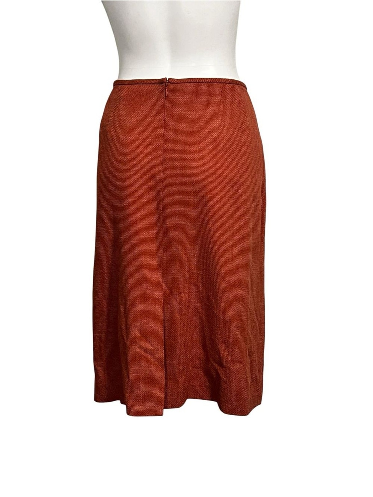 Kasper Two-Piece Skirt Suit 14/16 Rust Orange fringe/suede detail office Vtg