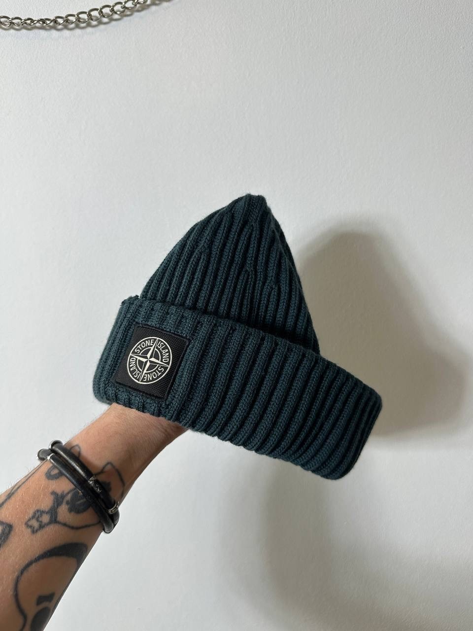 STONE ISLAND GREEN HAT RARE KNIT RIBBED