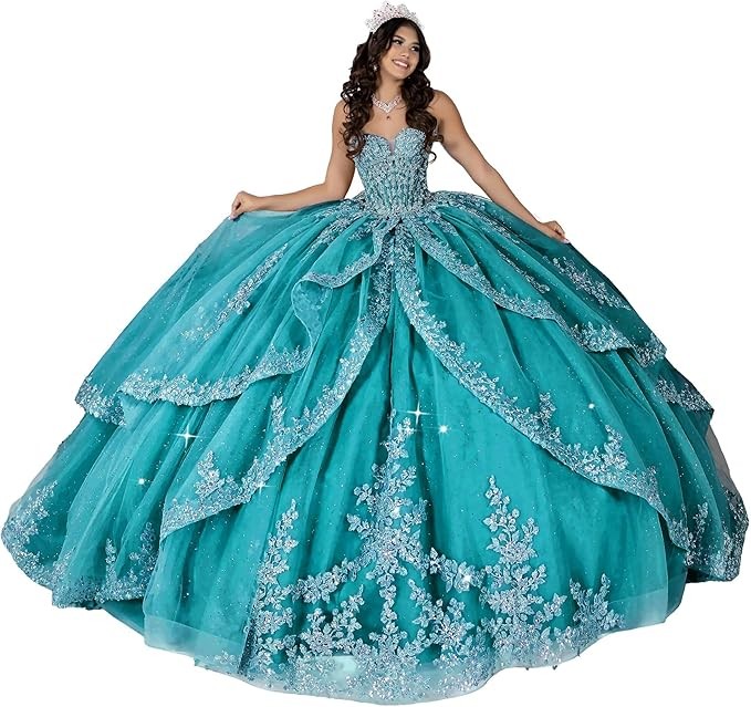 ‌Lace Appliques Quinceanera Dresses with Train Tulle Tassel Vestido De 15 Aos