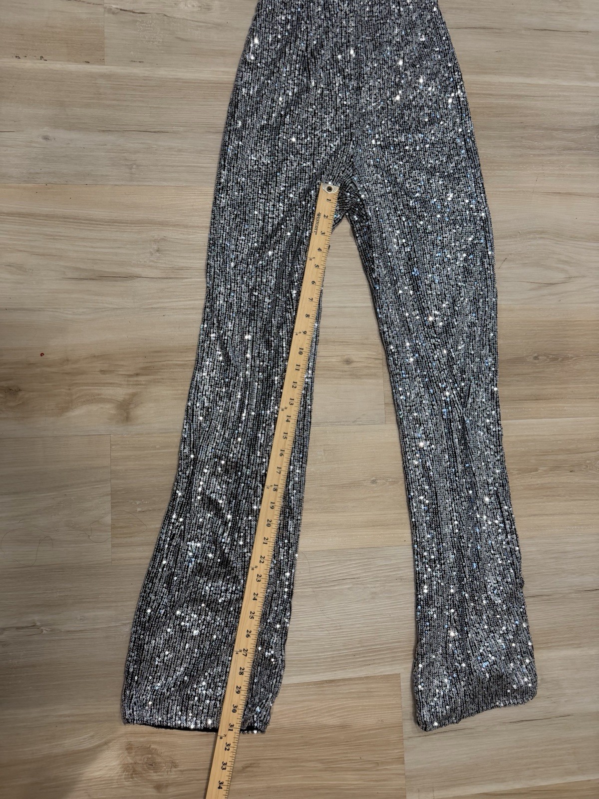 AKIRA Silver Sequin Halter Jumpsuit XS New With Tags Straight Leg Party Clubwear