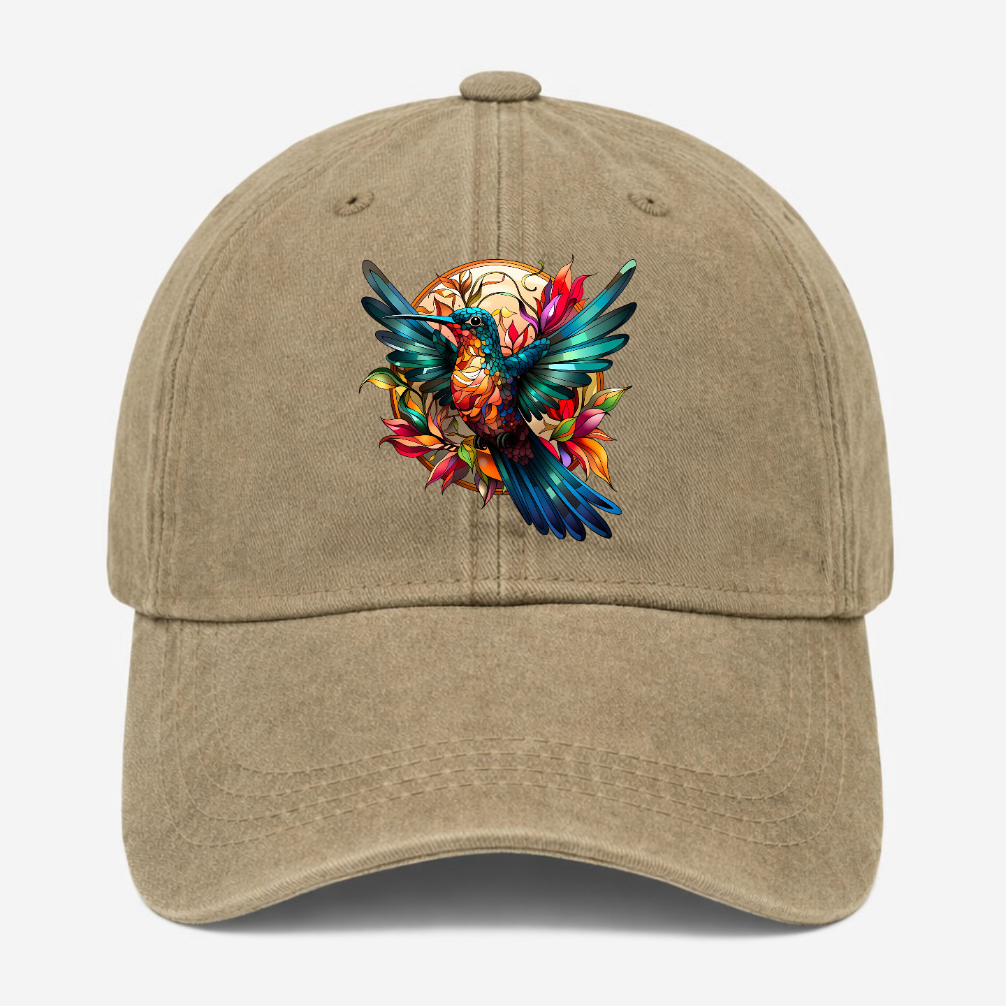 Hummingbird Floral Hat Nature Bird Lover Gift Adjustable Dad Cap Adjustable