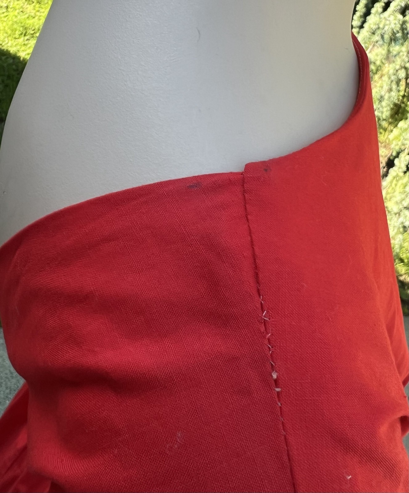VINTAGE 1960’s RED COTTON FIT & FLARE DRESS W/ RHINESTONE BOW