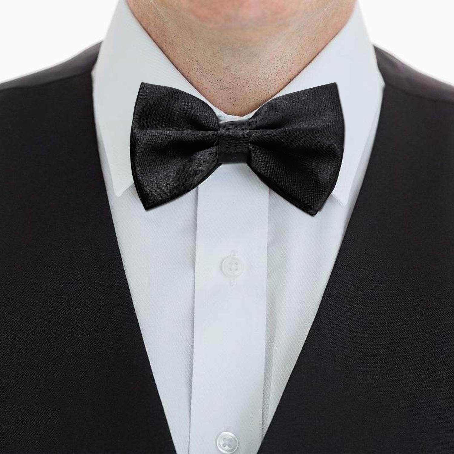 10 Pcs Elegant black Pre-tied Bow ties Formal Tuxedo Bowtie Set with Adjustab…