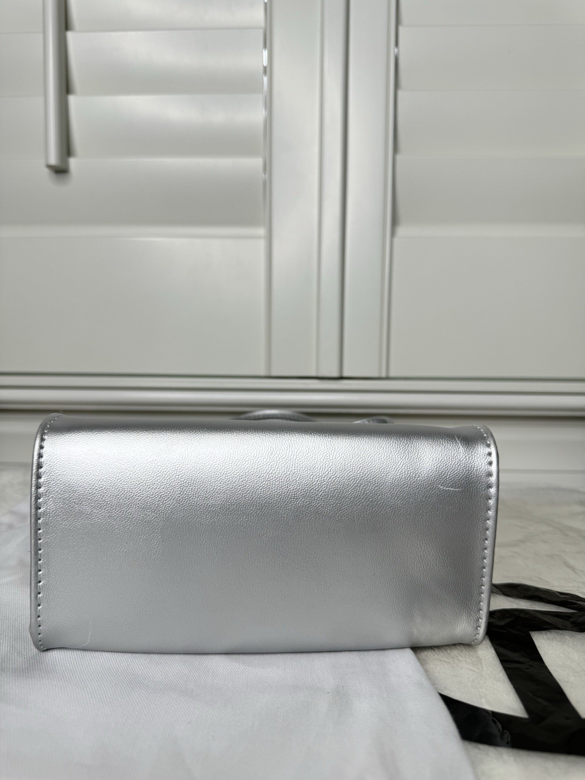 Telfar Small Shopping Bag Silver Shoulder Bag Dust Bag Included