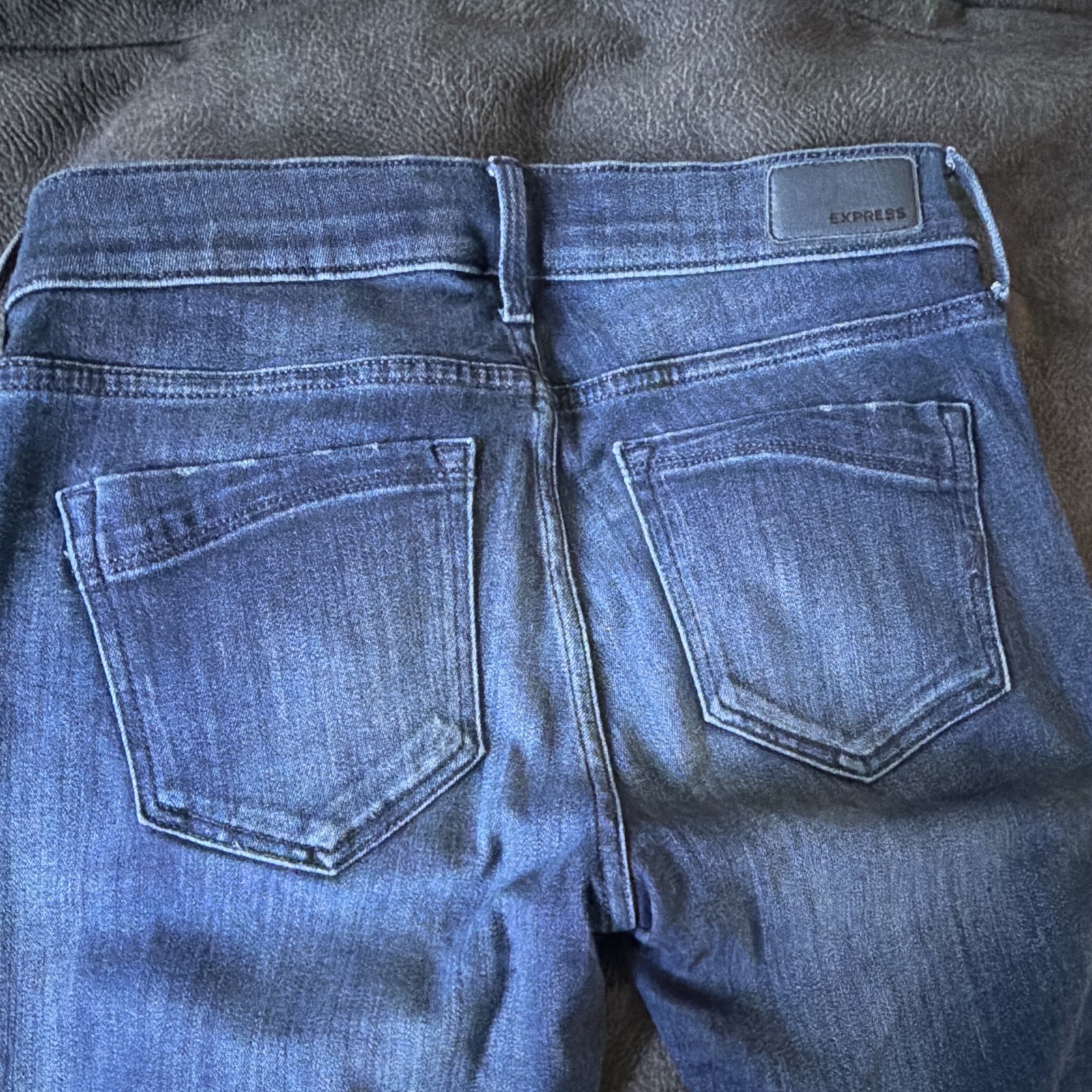 Express Skinny Stretch Denim Blue Button Zip 5-Pocket Women’s Jeans