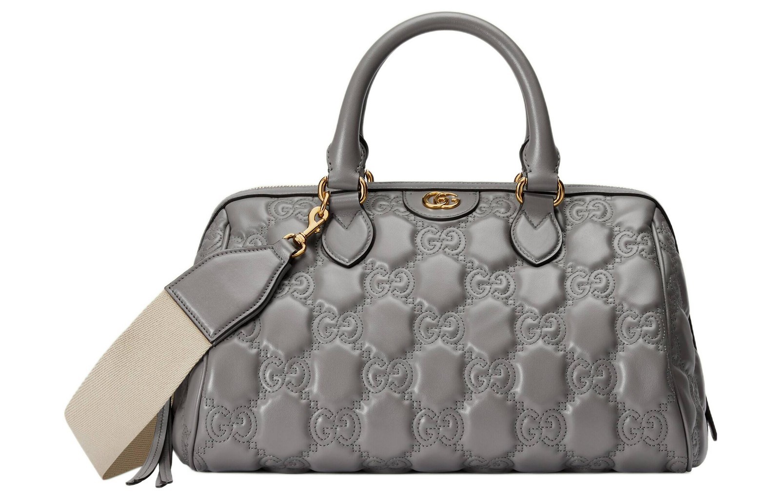 GUCCI Quilted Leather Shoulder Bag Crossbody Bag Women’s Gray12×7.5×8.6in