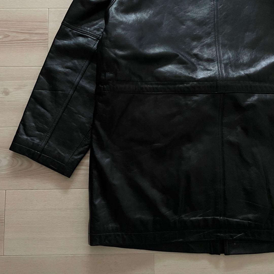 L Size Leather Jacket 90S- L B Car Coat Sheepskin Genuine Black