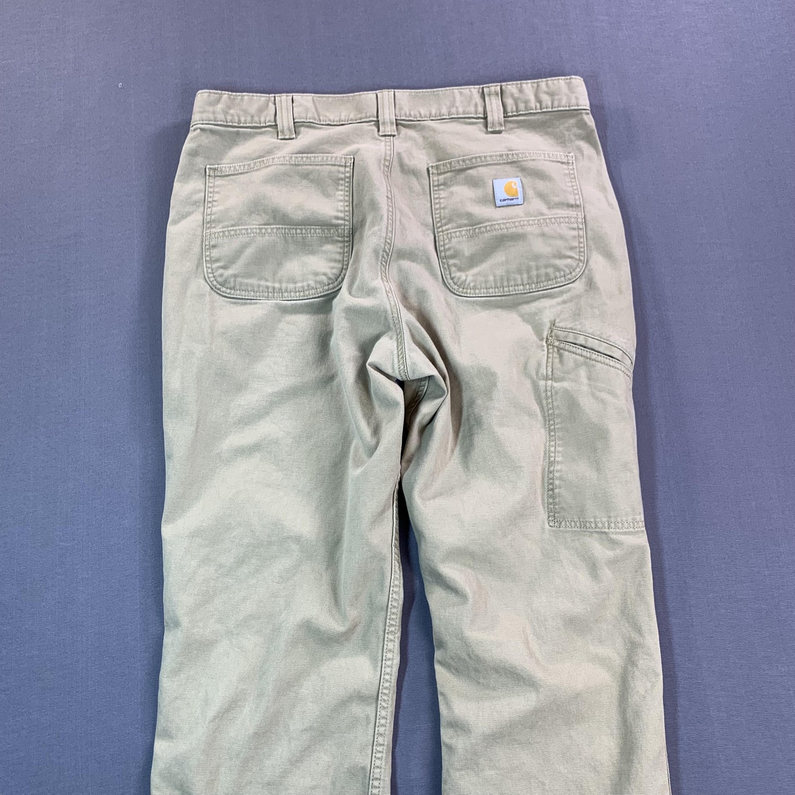 Carhartt Rugged Flex Relaxed Fit Carpenter Pants Mens 38×32 Beige Canvas Stretch