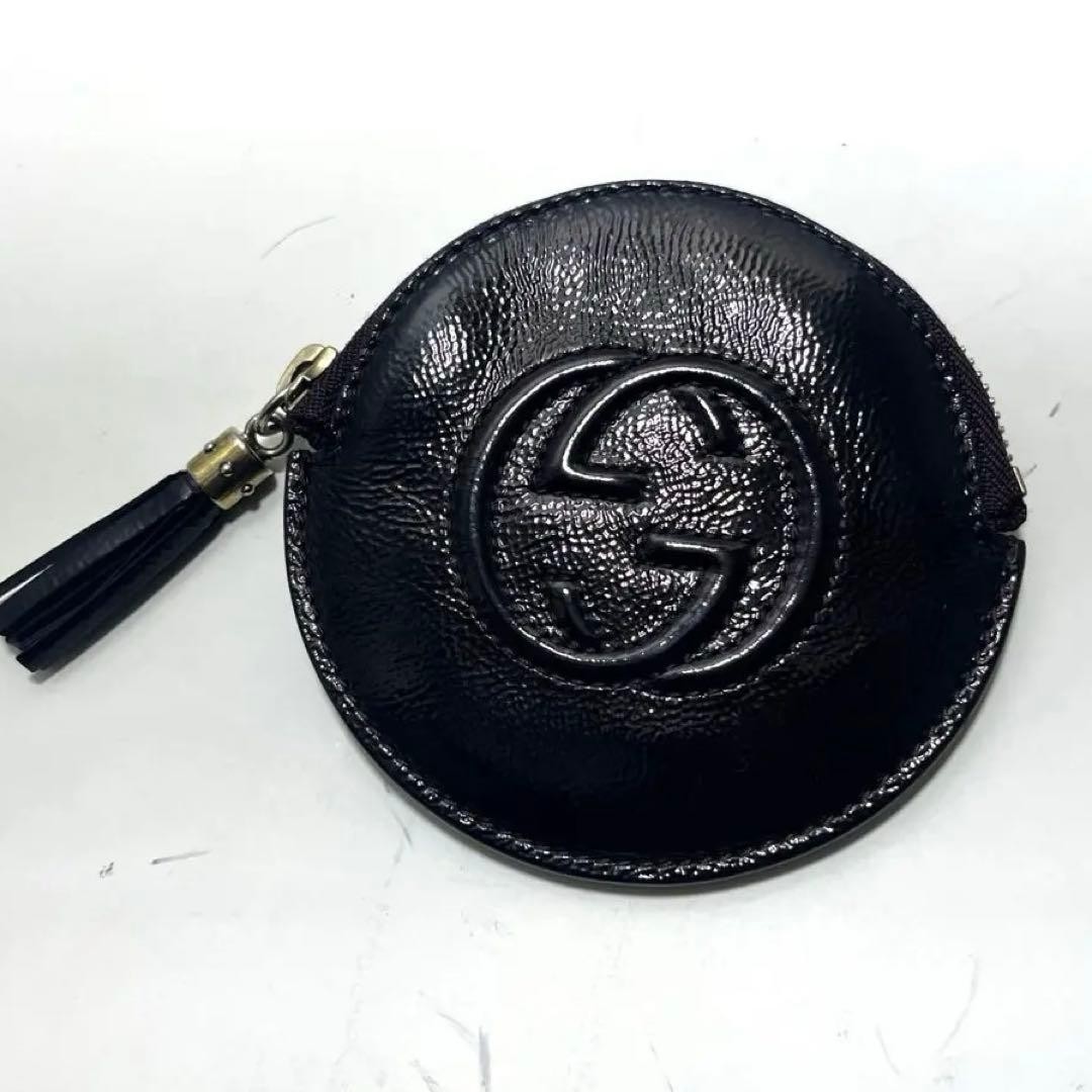 GUCCI Coin Case SOHO Leather Round Card Case Fringe