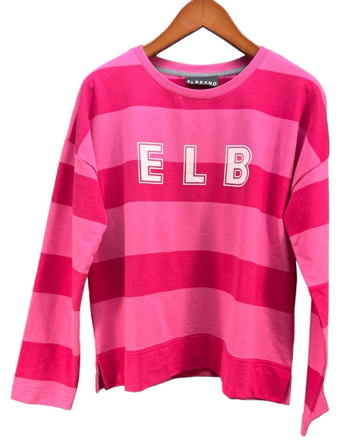 ElbSand Pullover Pink Striped Shirt Sweatshirt L 100% Baumwolle Cotton