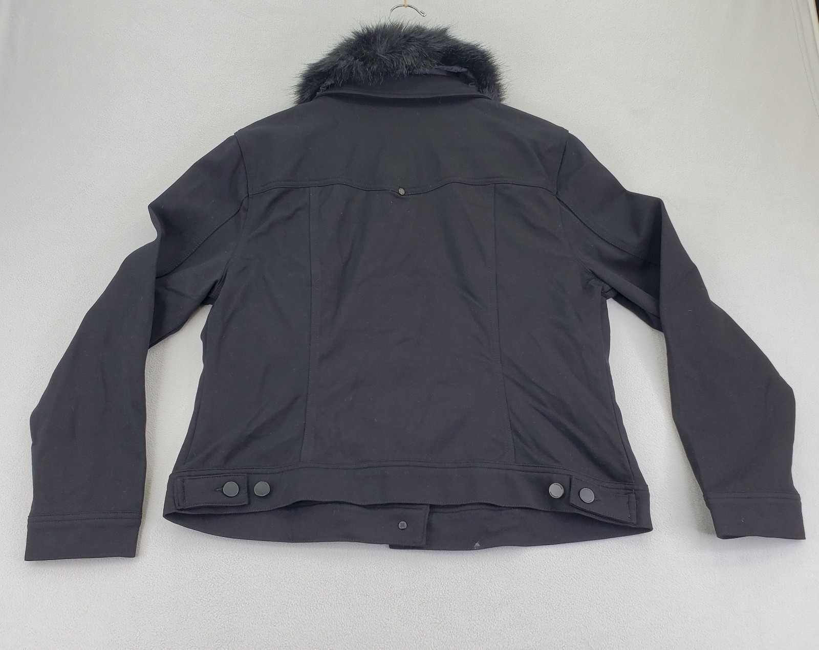 Liverpool Jacket Womens L Dark Black Detachable Faux Fur Collar Stretch Comfort