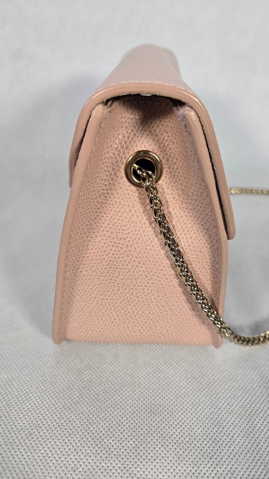 FURLA Metropolis Mini Crossbody Bag Pale Pink Ares Leather Gold Chain Italy