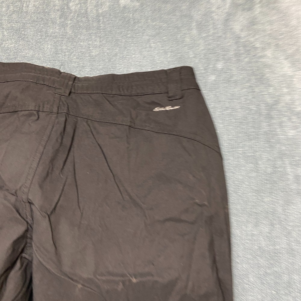 Eddie Bauer Rainier Capri Pants Womens 12 Brown Logo Utility Pockets Mid Rise