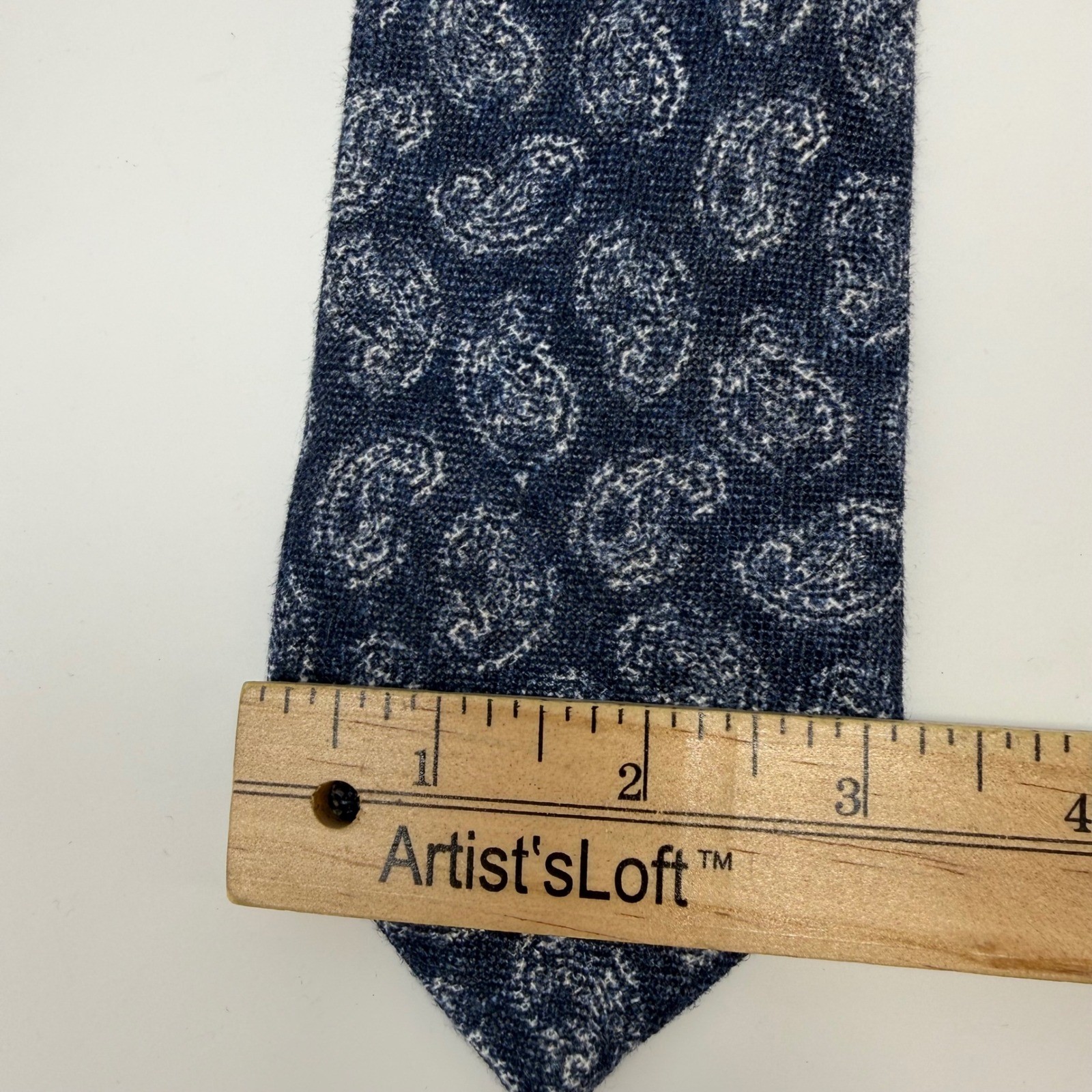 SuitSupply Mens Blue White Paisley 100% Linen Necktie Made in Italy Slim Tie