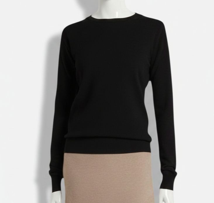 The Row Women Black Jazor Cashmere Crew-Neck Rib-Trim Pullover Sweater Size S