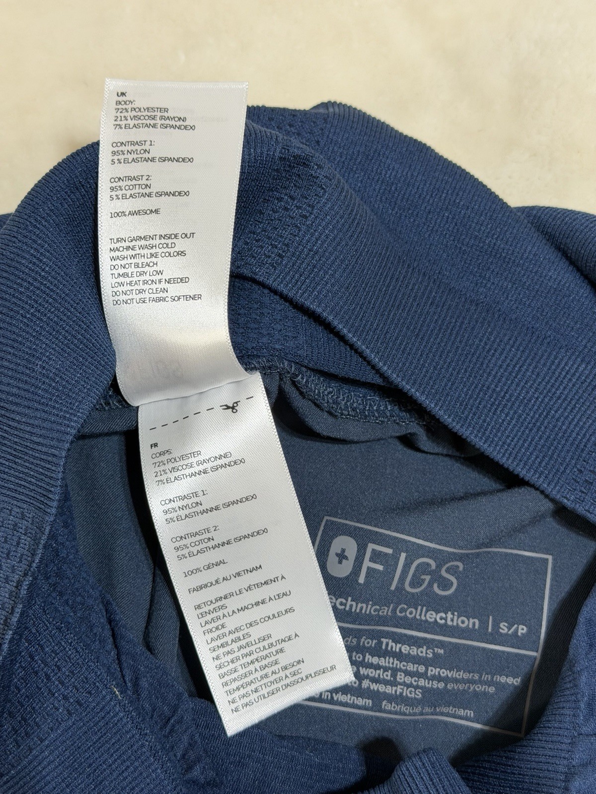 Figs Octavia Womens Maternity Scrub Set Navy Blue Jogger SP Pants V Neck SM Top