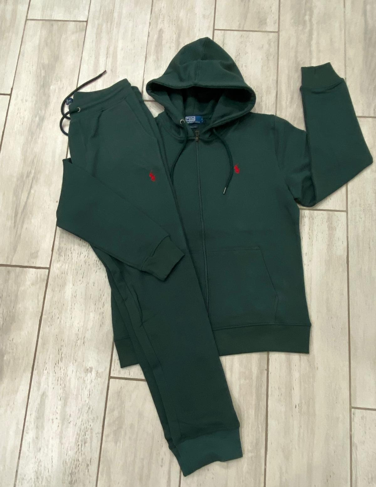 Polo Ralph Lauren Men’s Full Tracksuit Set Hoodie & Jogger Pants Green S-3XL