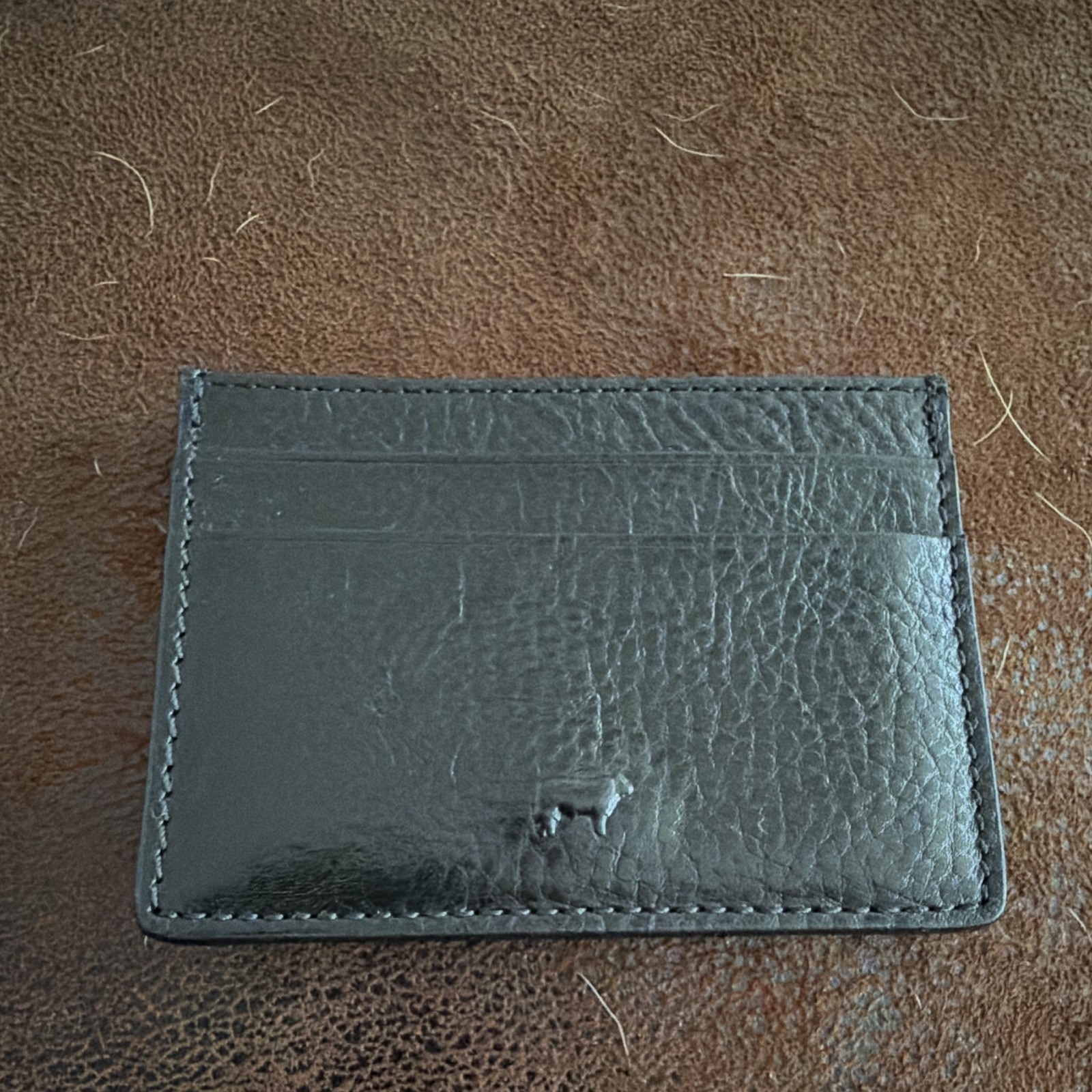 WILL Leather Goods Men’s Black Leather Pocket Card Holder with ID Window