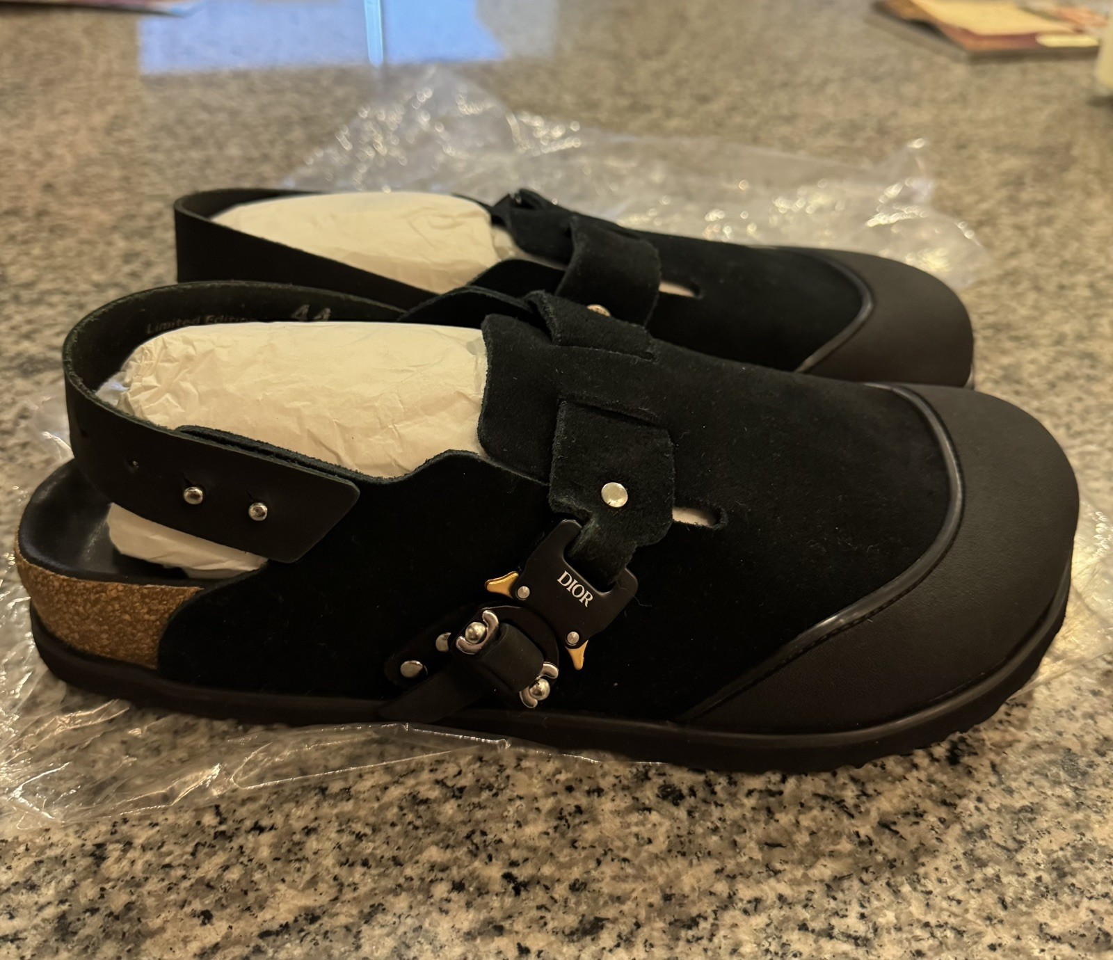 Birkenstock Dior Tokio Limited Edition Men’s Black Suede Buckle Sandals Size 44