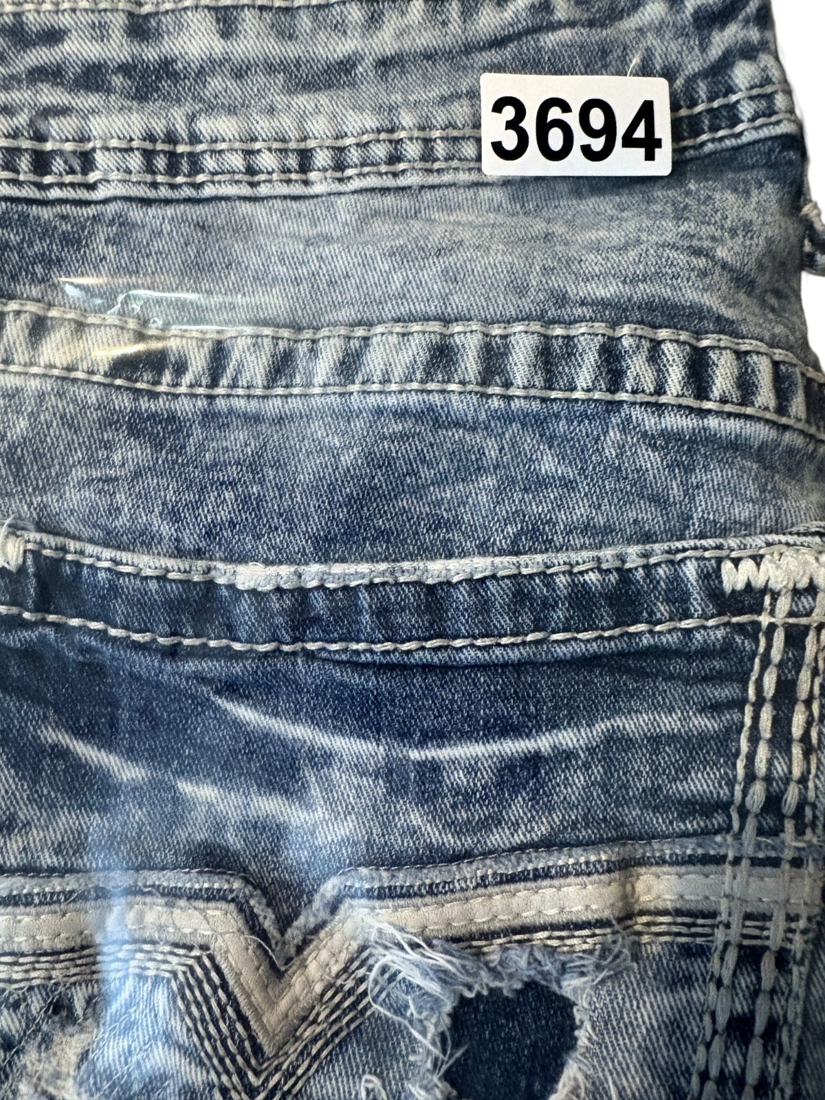Buckle Salvage Mayhem Straight Jeans Mens 33 Large Blue Regular Fit Distressed