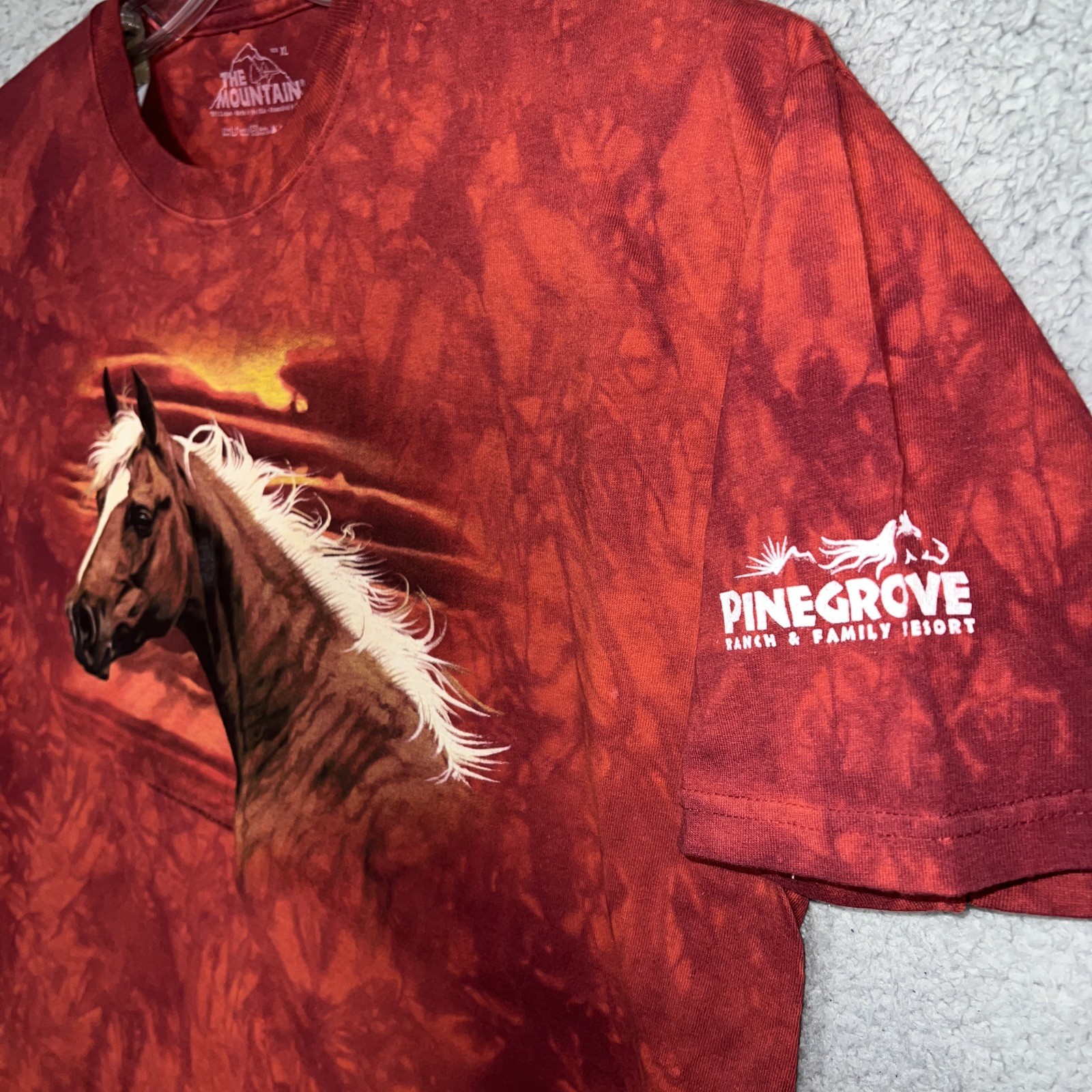 The Mountain Horse T Shirt Mens Sz XL Red Tie Dye Pinegrove Kim McElroy 2007 Tee