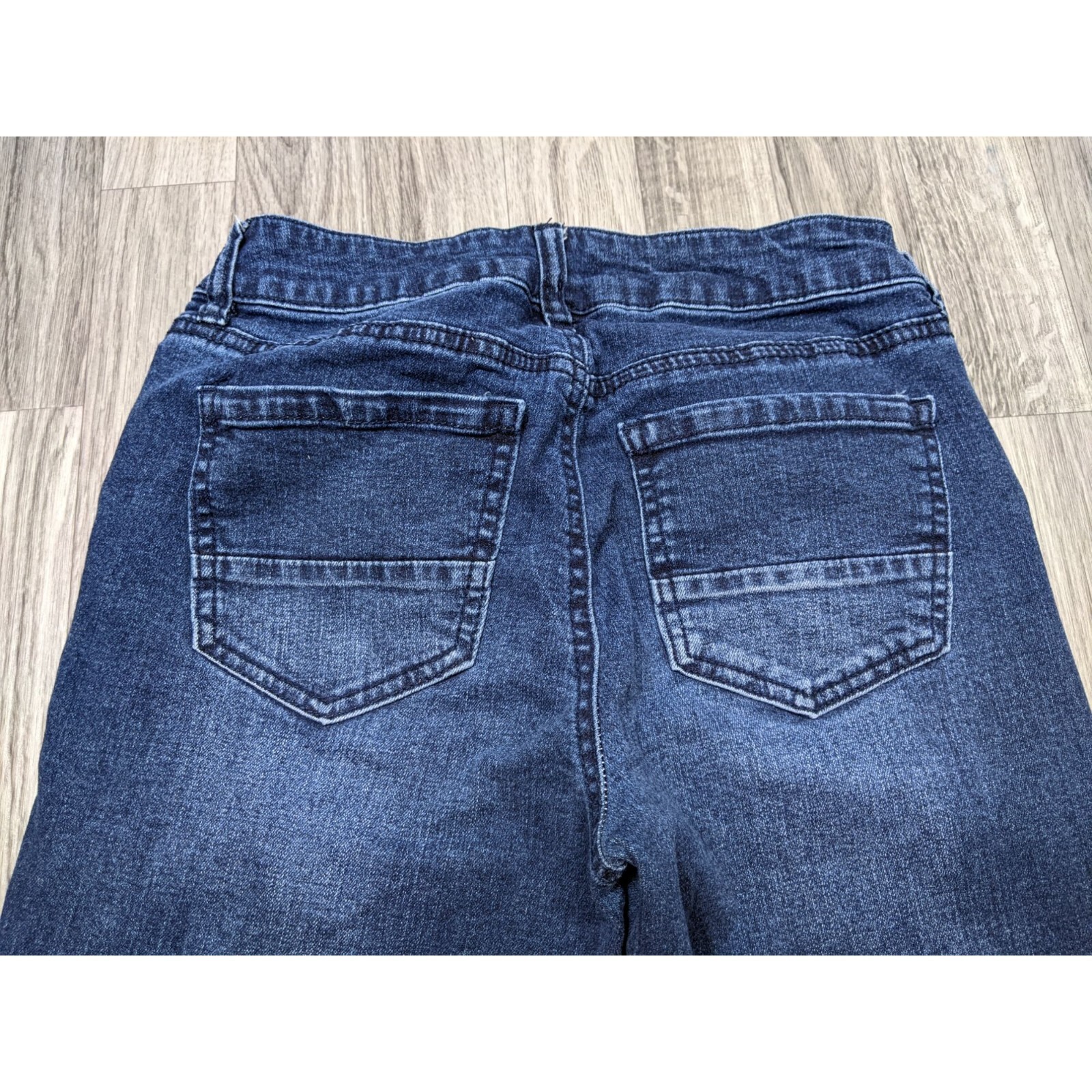 Refuge Womens Size 2 Distressed Fringe Hem Whiskered Skinny Denim Blue Jeans