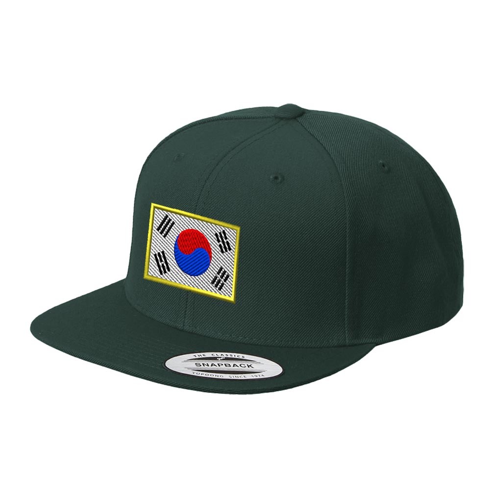 South Korea Embroidered Flat Visor Snapback Hat